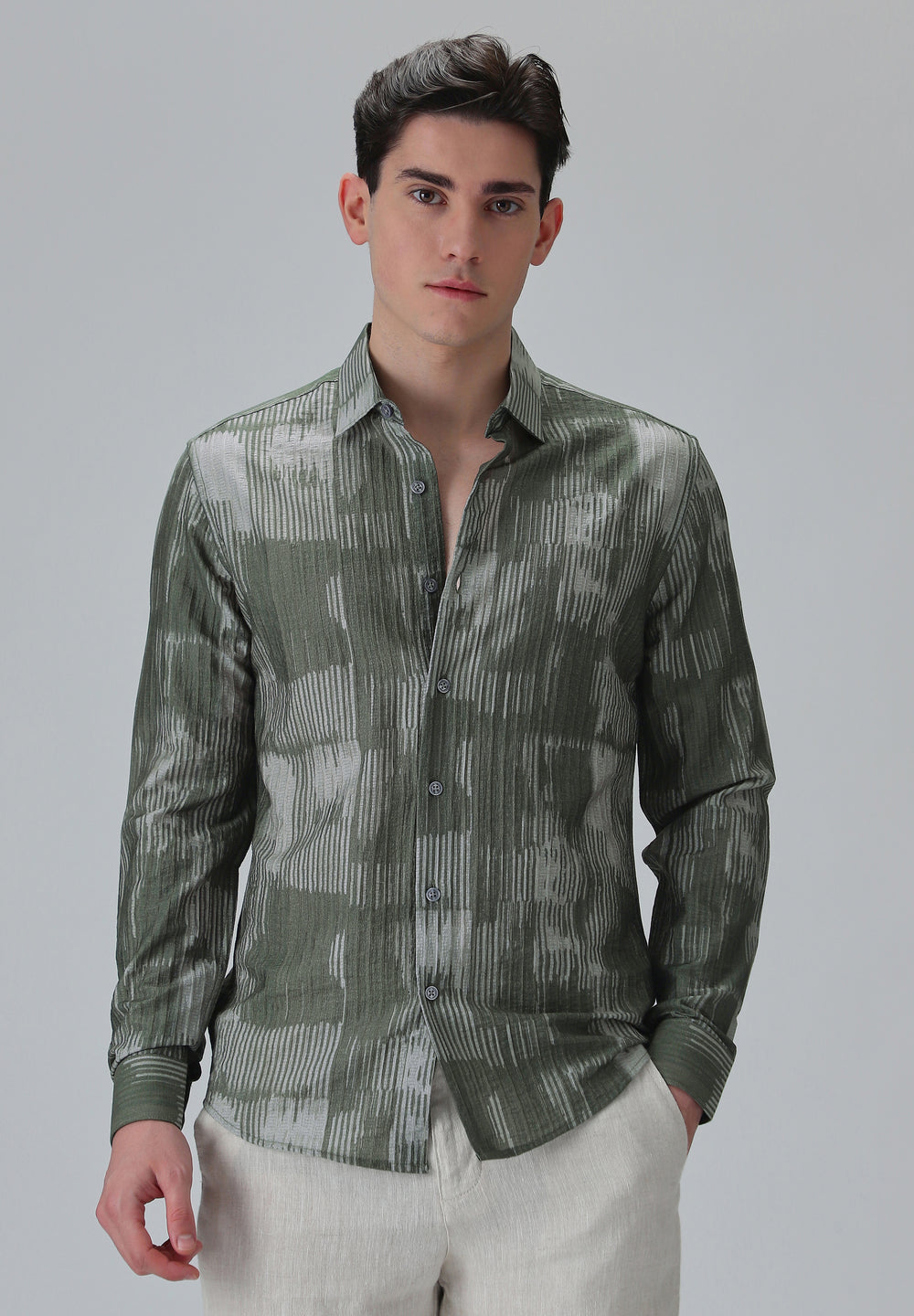 Monoline Green Printed Shirt