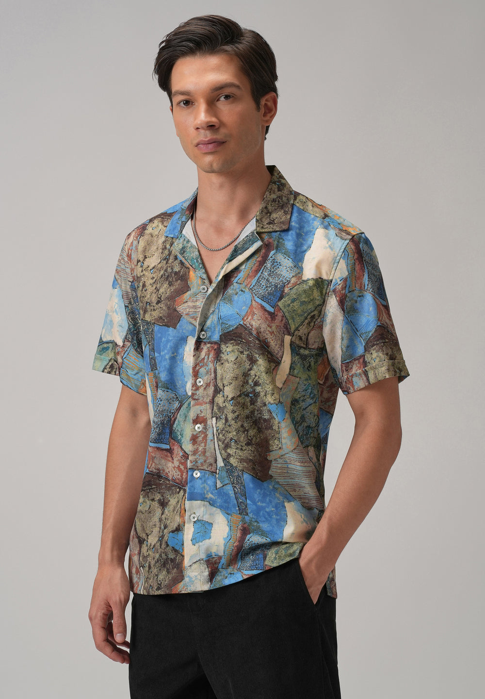 Mosaic Blue Half Sleeve Shirt