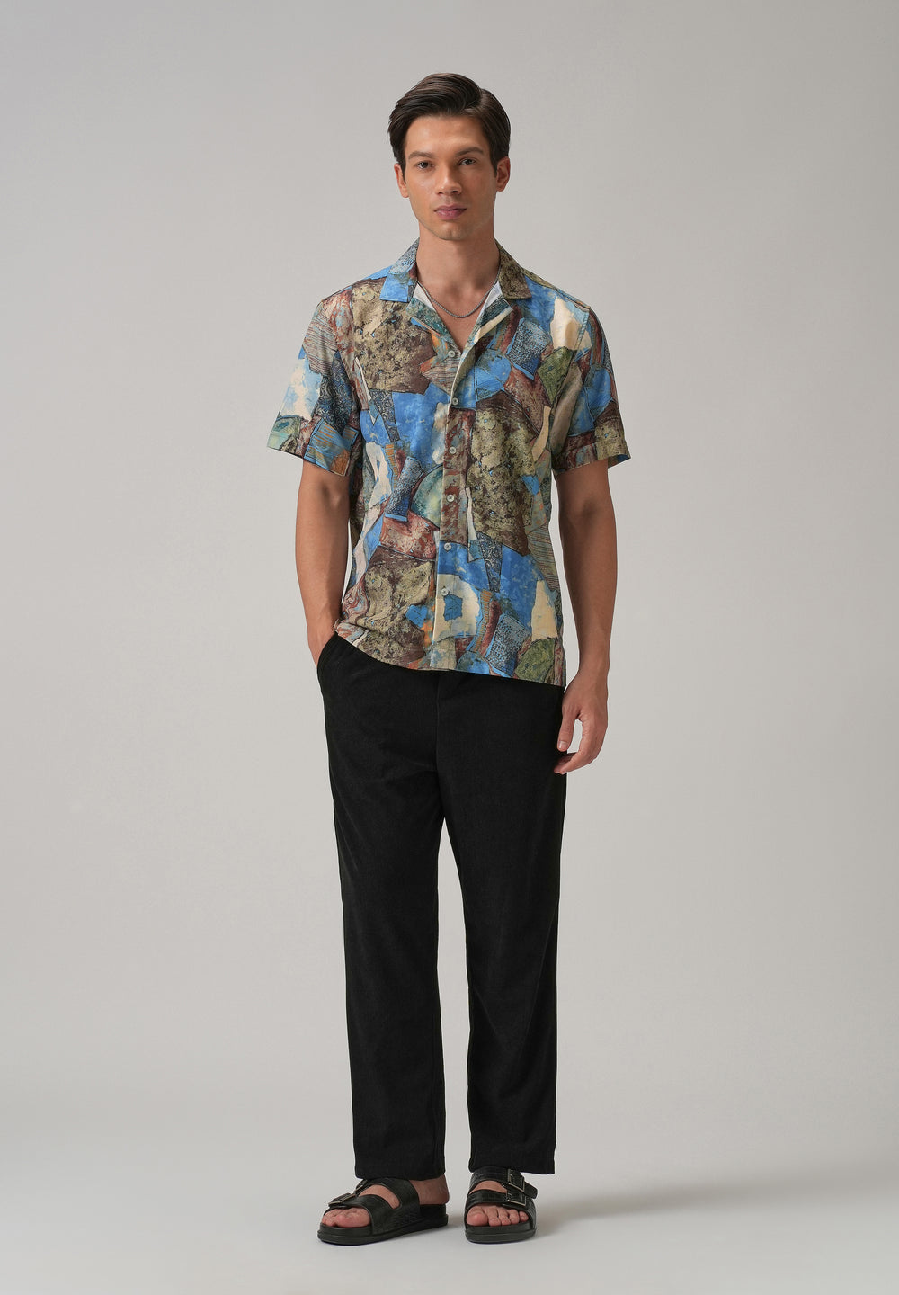Mosaic Blue Half Sleeve Shirt