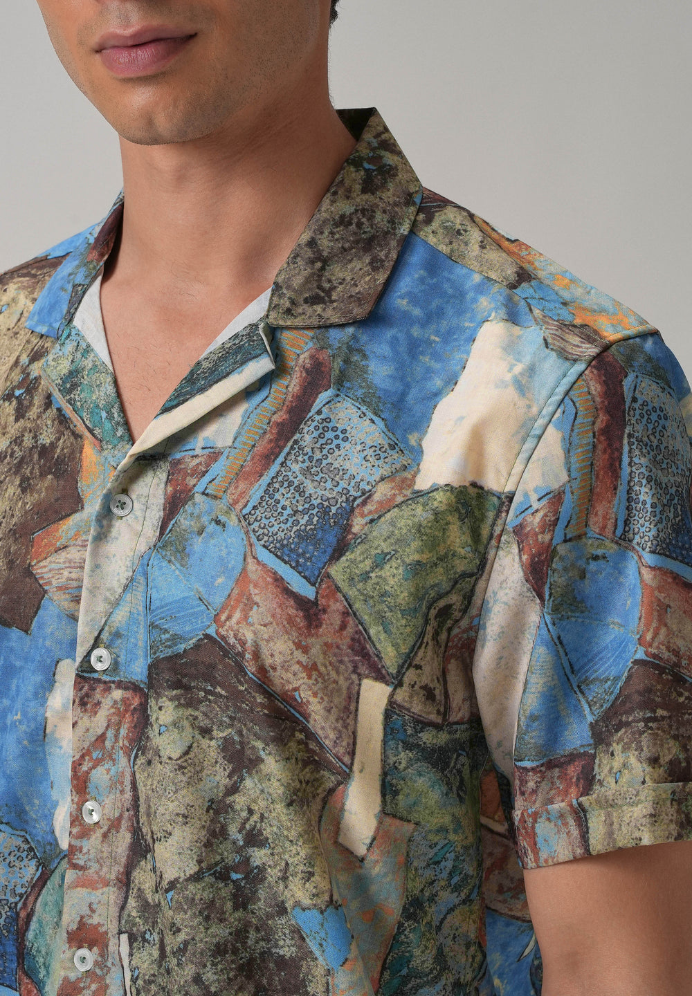 Mosaic Blue Half Sleeve Shirt