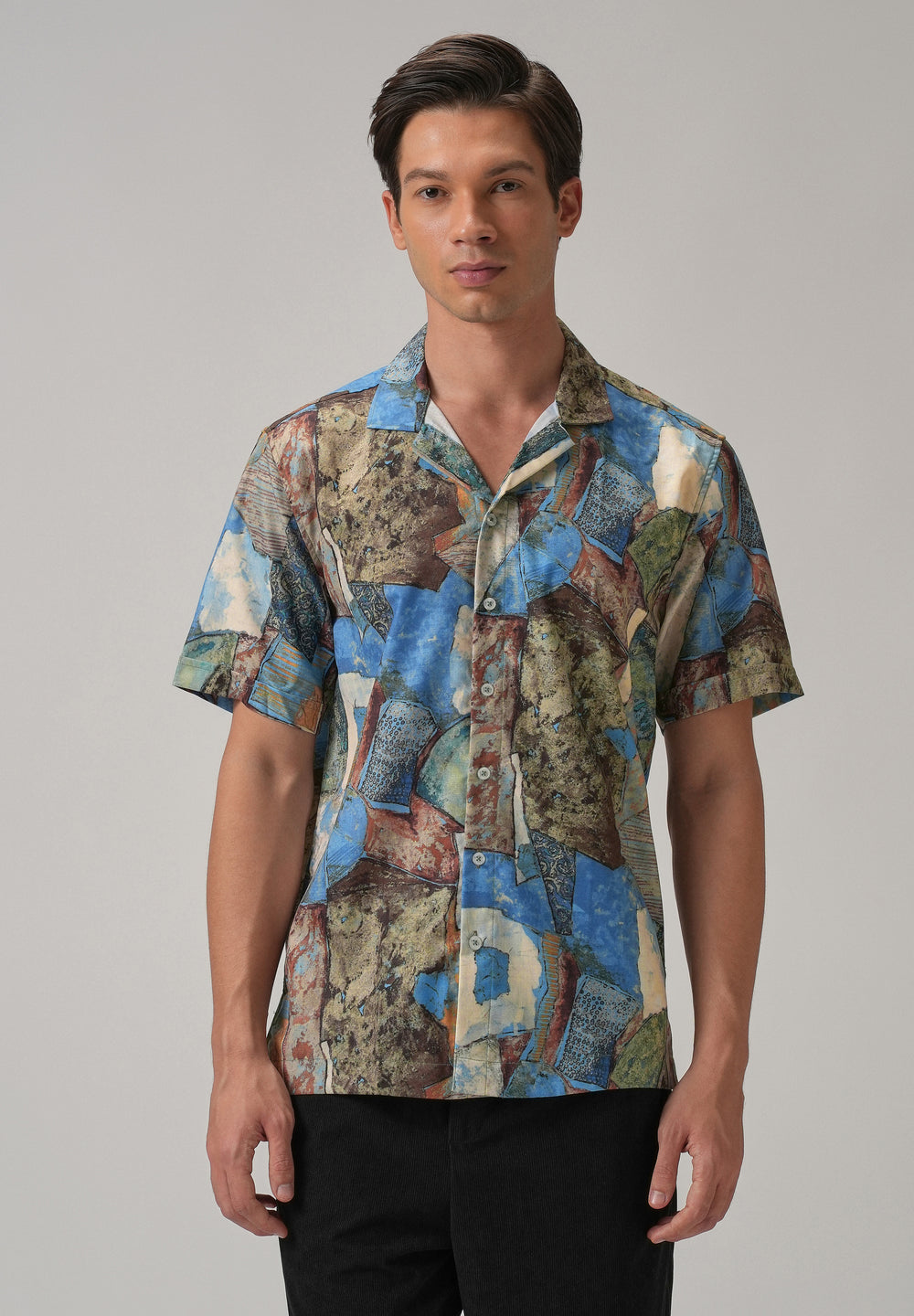 Mosaic Blue Half Sleeve Shirt