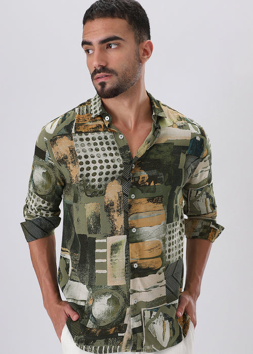 Mosaic Olive Feather shirt