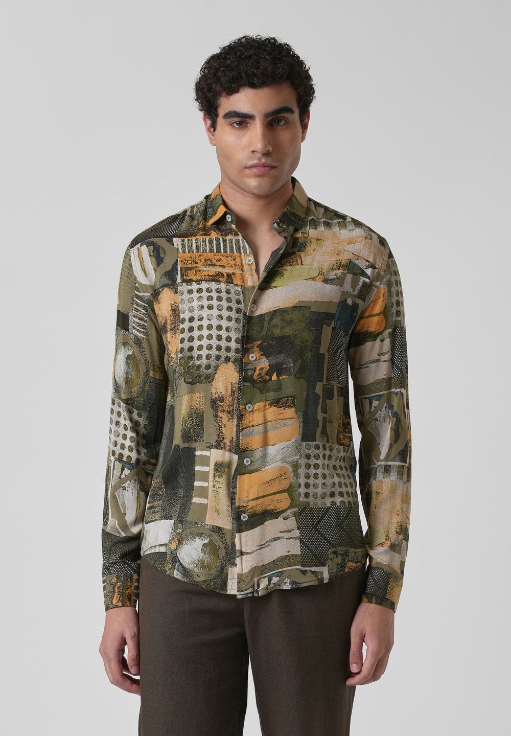 Mosaic Olive Feather shirt