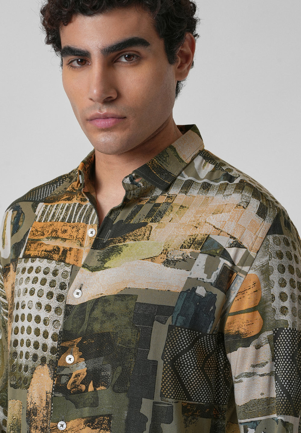 Mosaic Olive Feather shirt