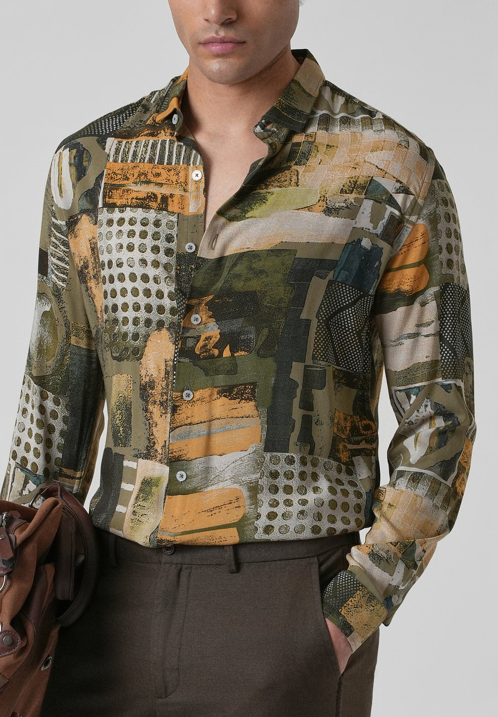 Mosaic Olive Feather shirt