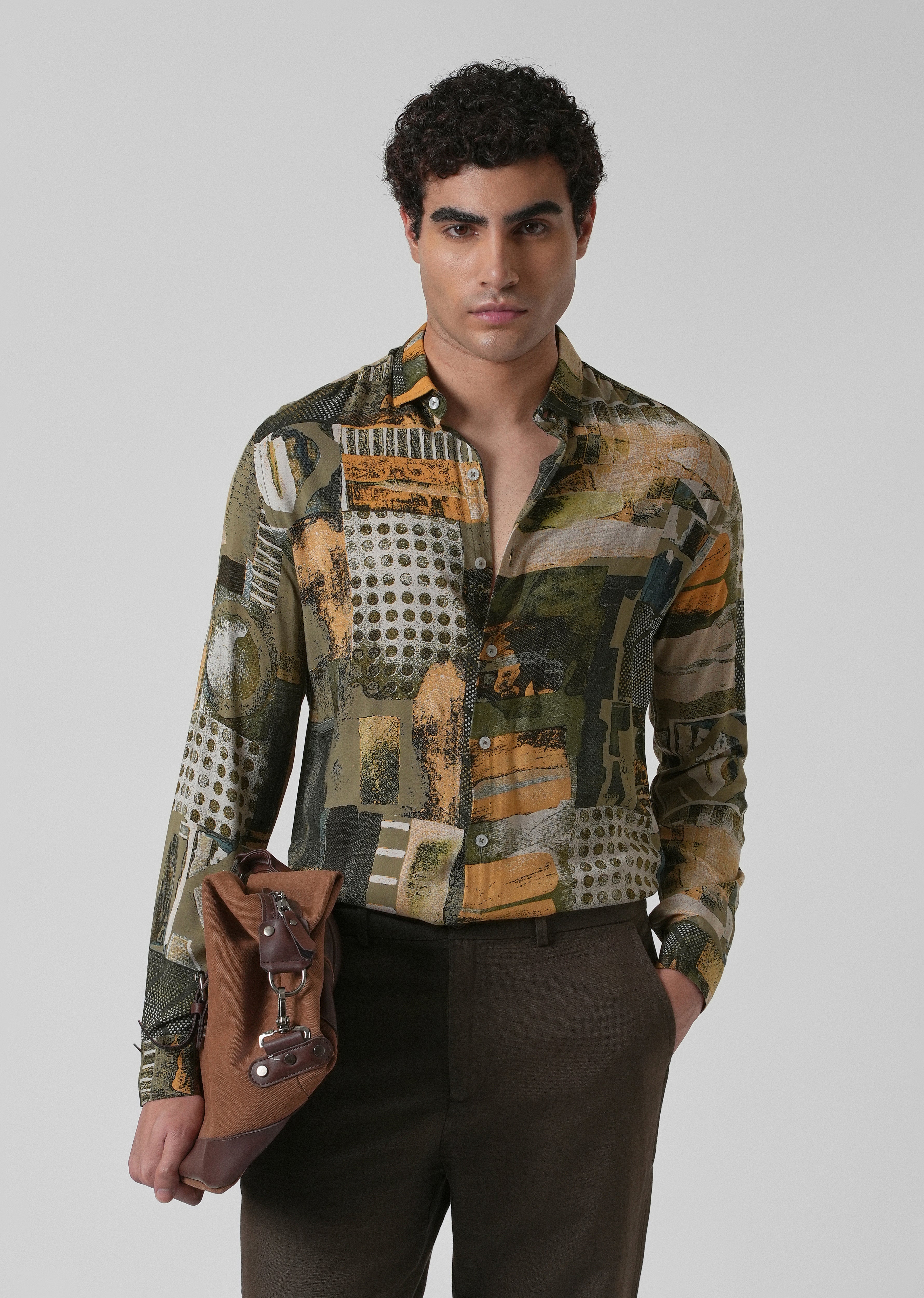 Mosaic Olive Feather shirt