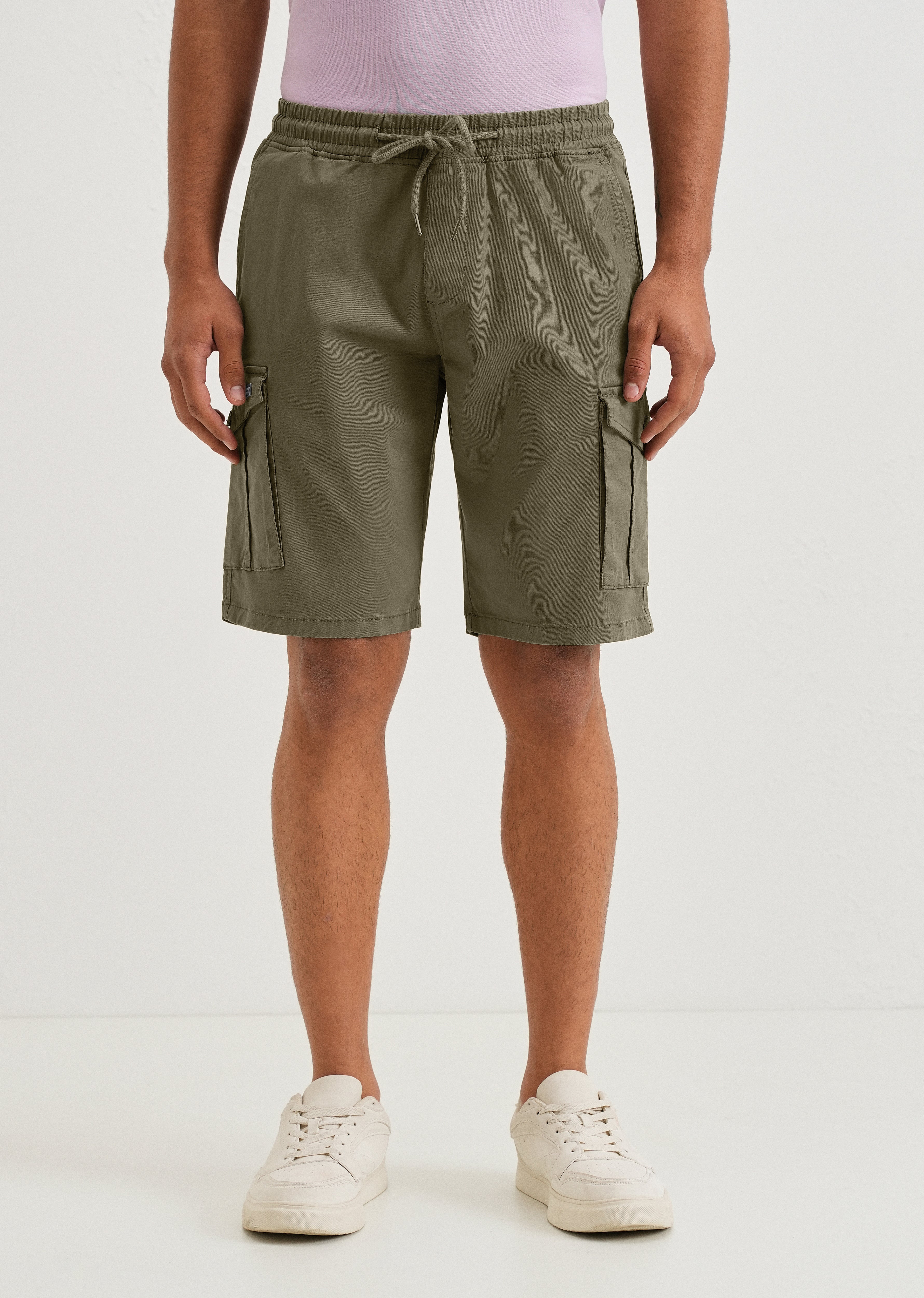Moss Green Cotton Cargo Shorts
