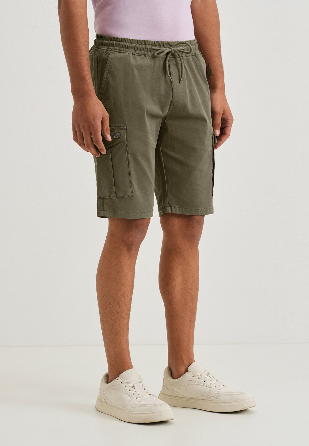 Moss Green Cotton Cargo Shorts