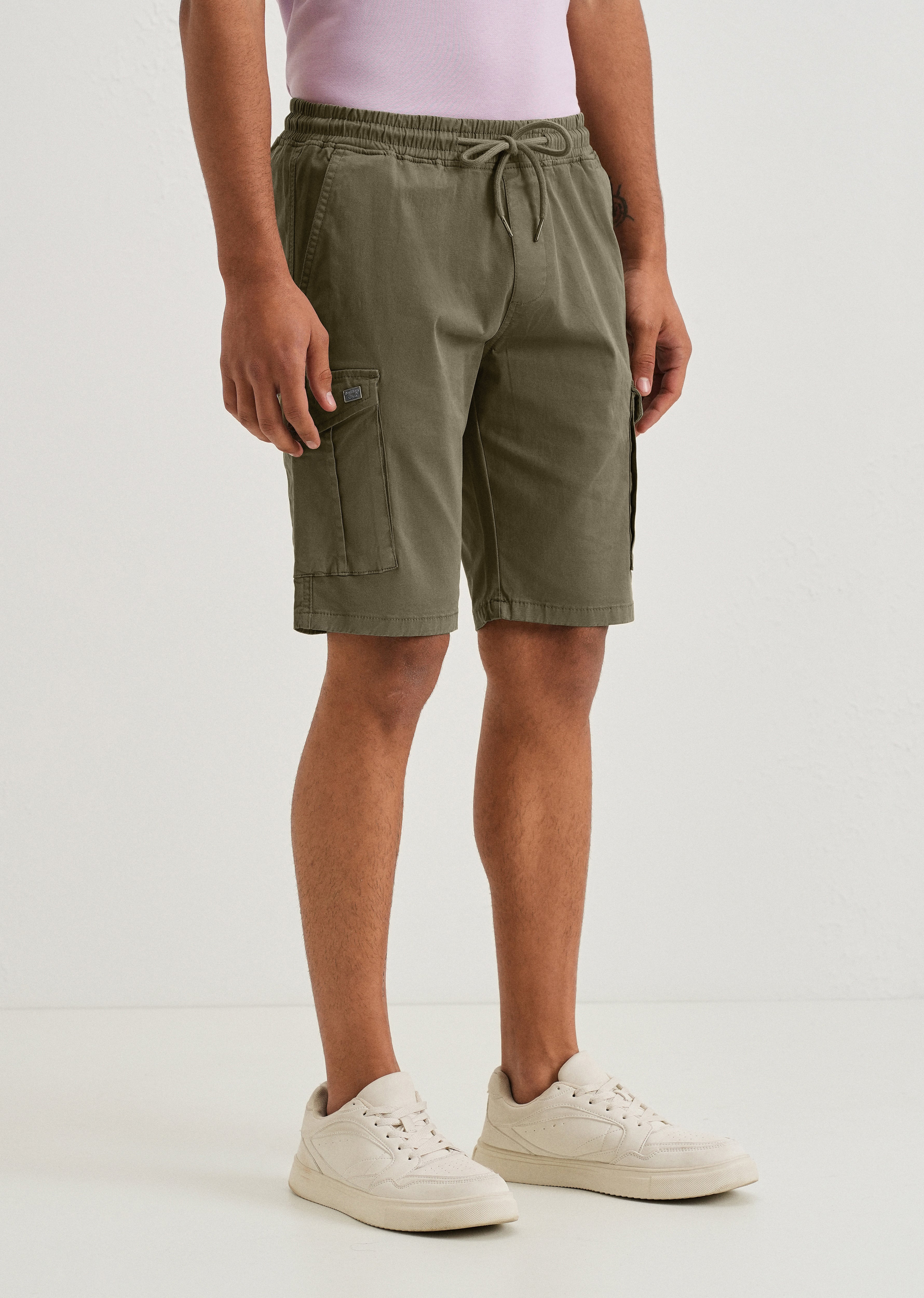 Moss Green Cotton Cargo Shorts