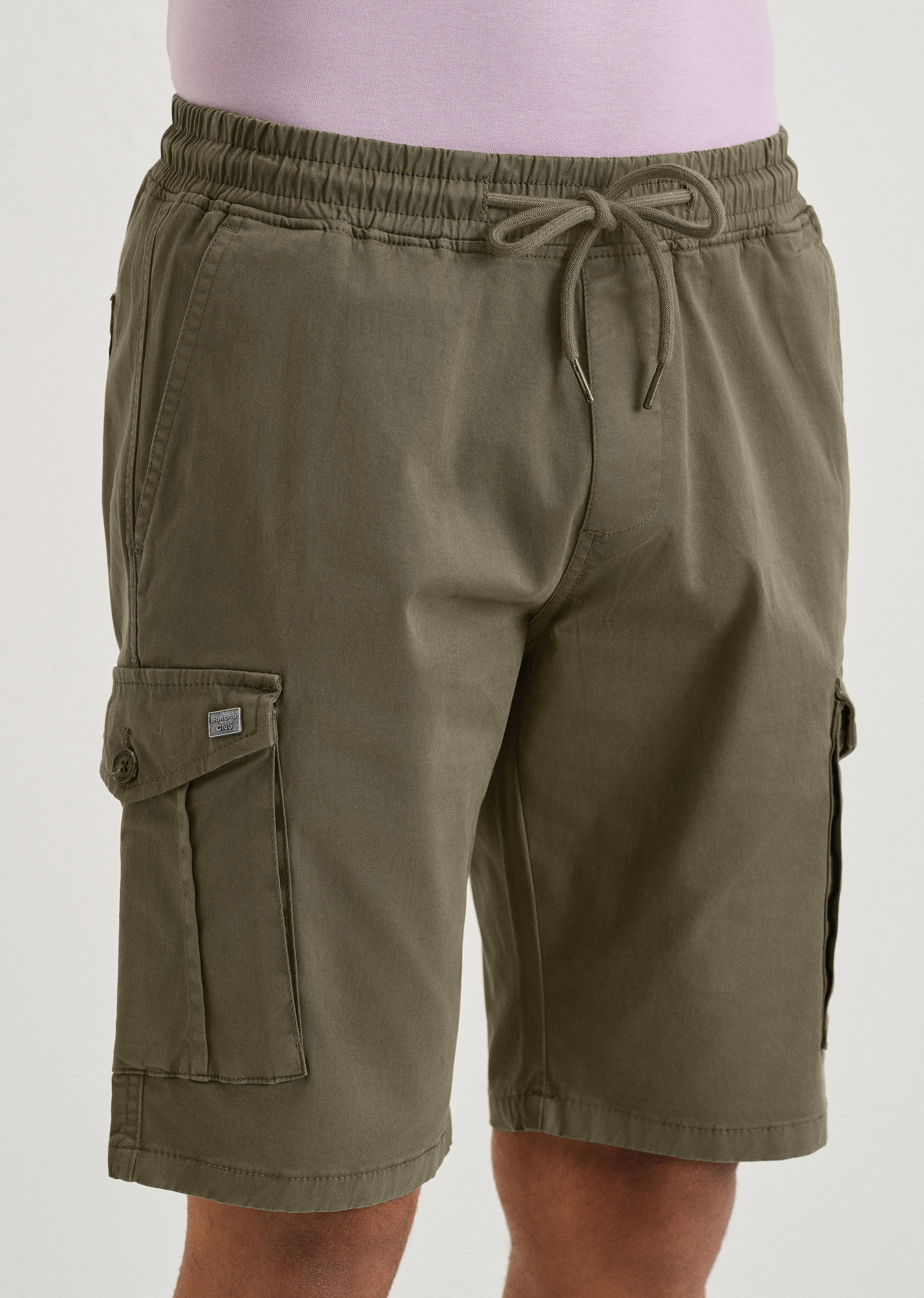 Moss Green Cotton Cargo Shorts