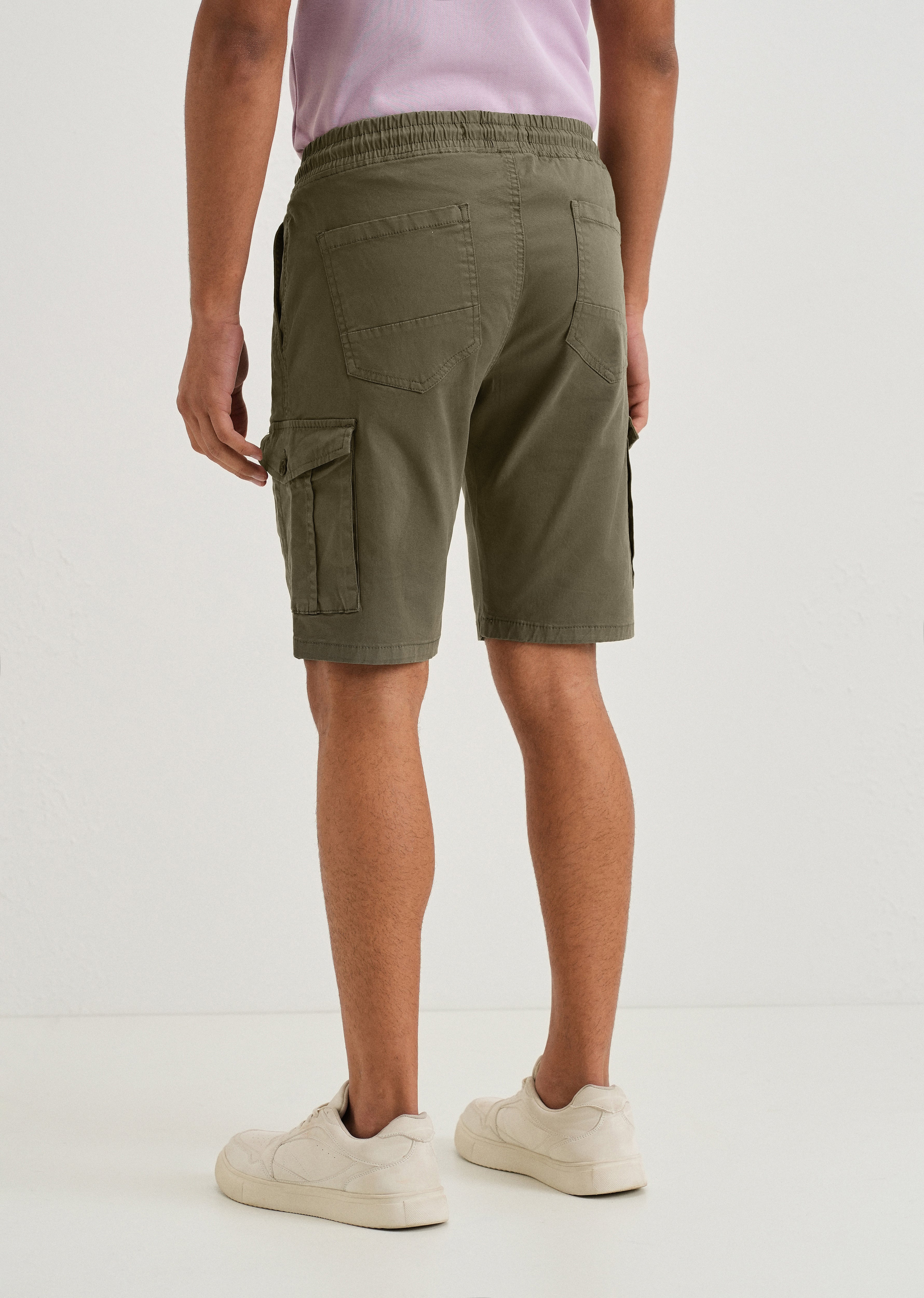 Moss Green Cotton Cargo Shorts