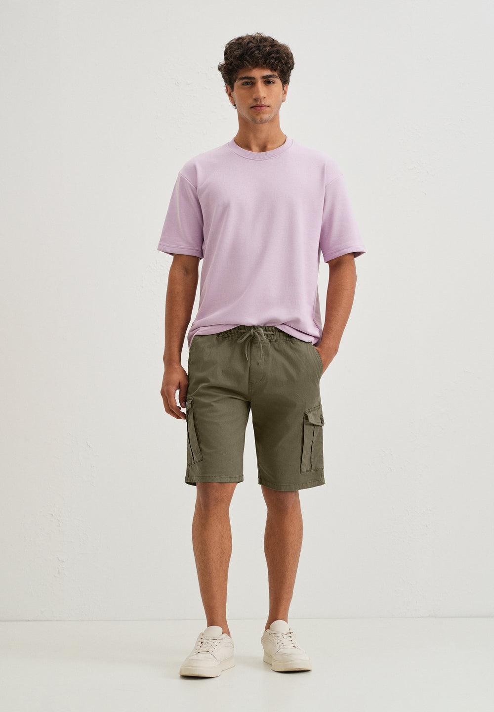 Moss Green Cotton Cargo Shorts