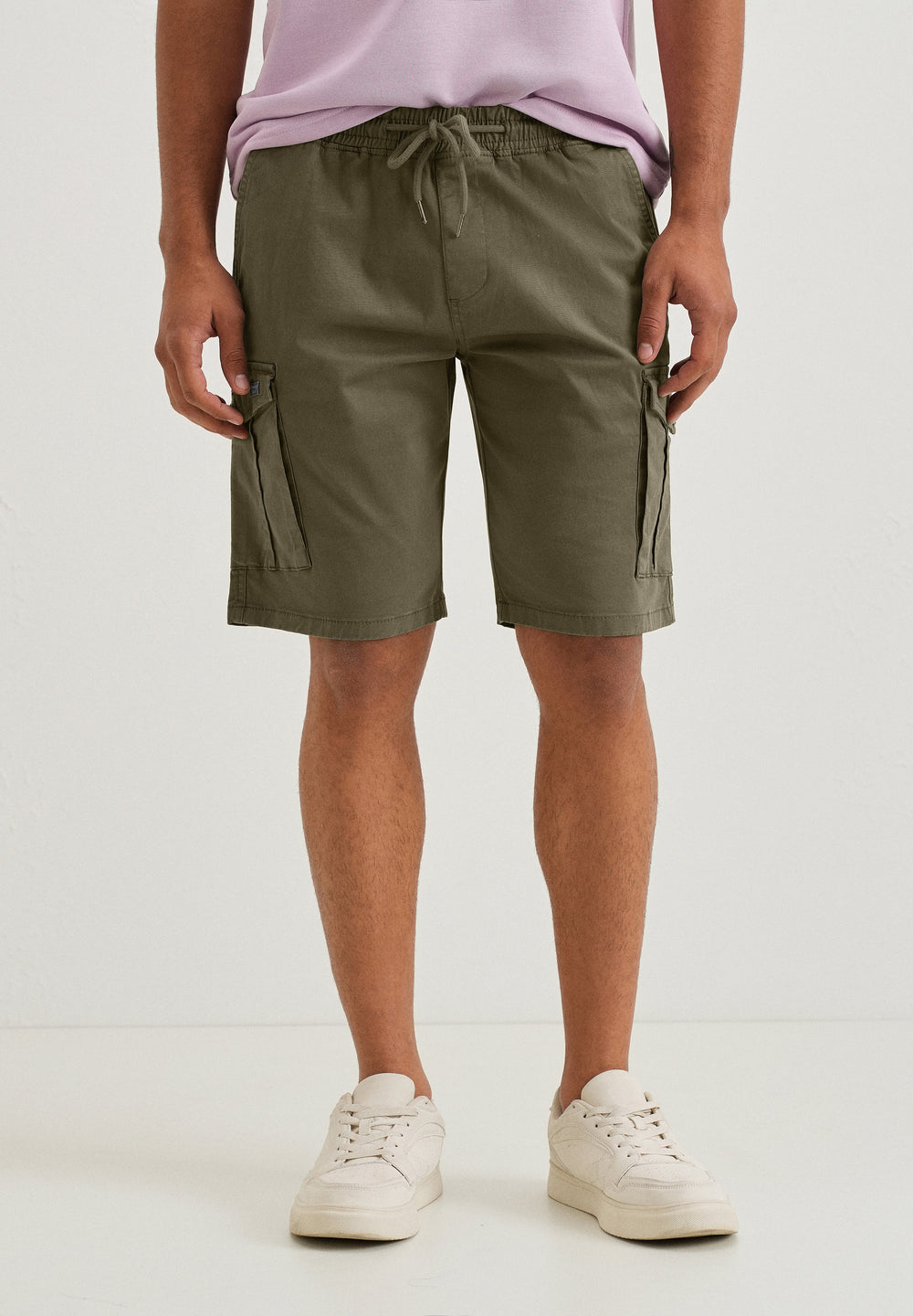 Moss Green Cotton Cargo Shorts