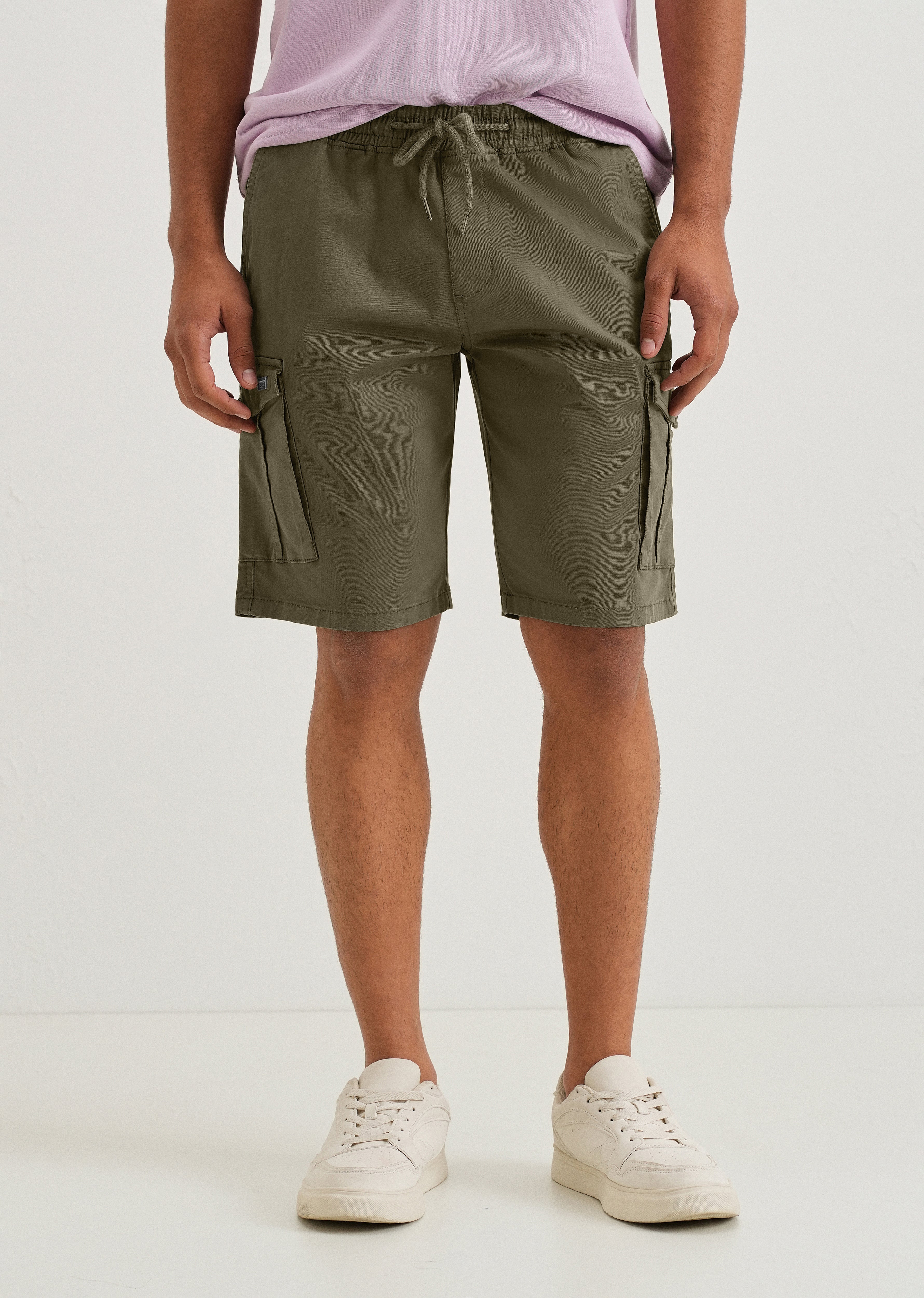 Moss Green Cotton Cargo Shorts