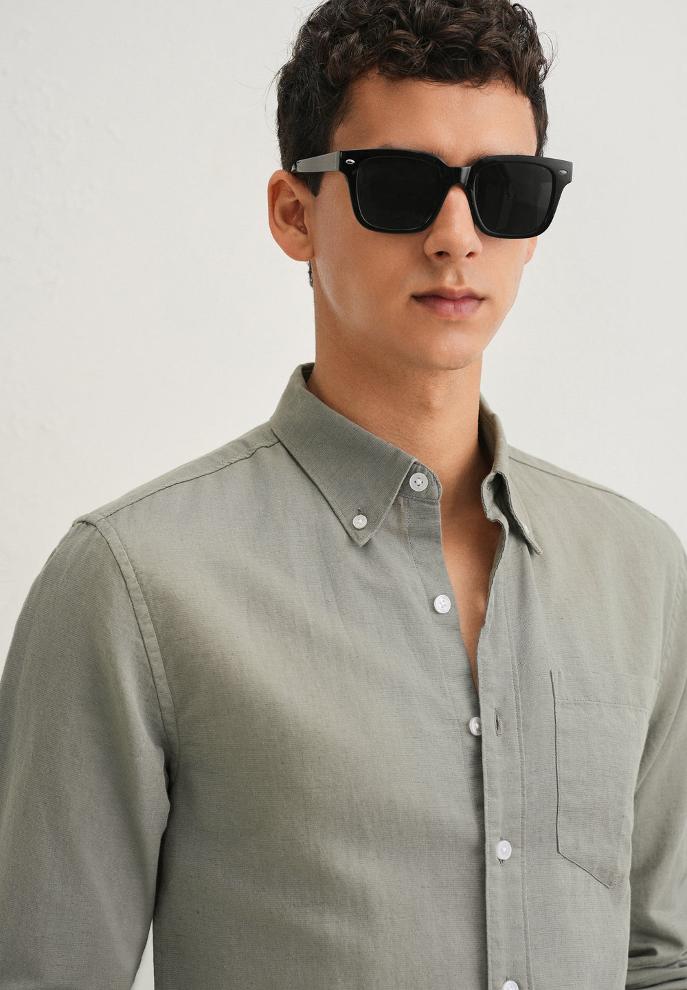 Moss Green Cotton Linen Shirt