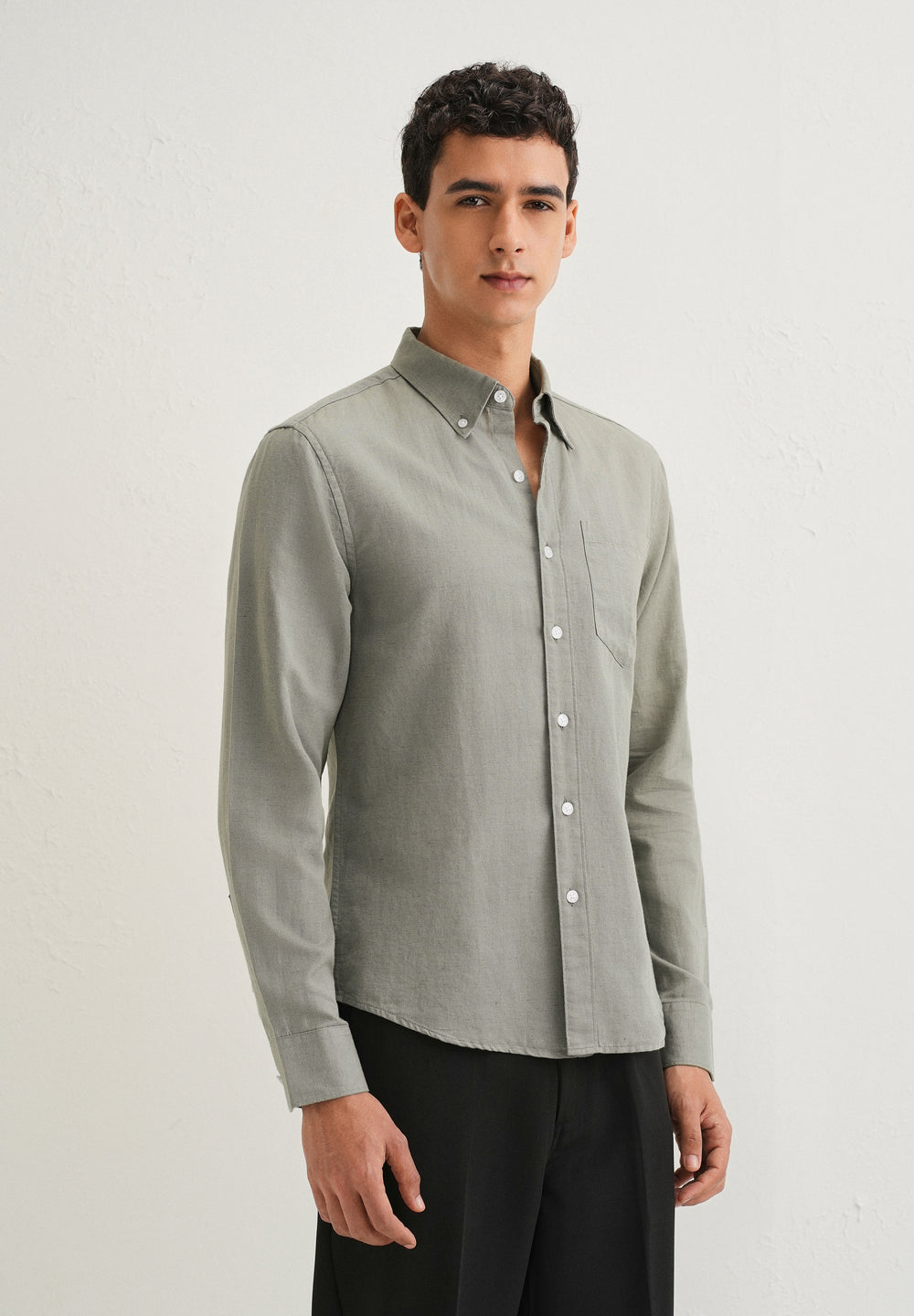 Moss Green Cotton Linen Shirt