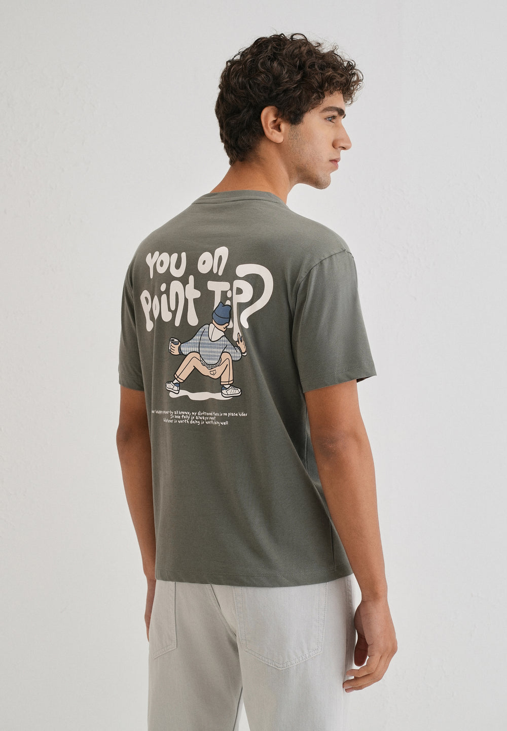 Moss Green Graphic Printed T-shirt