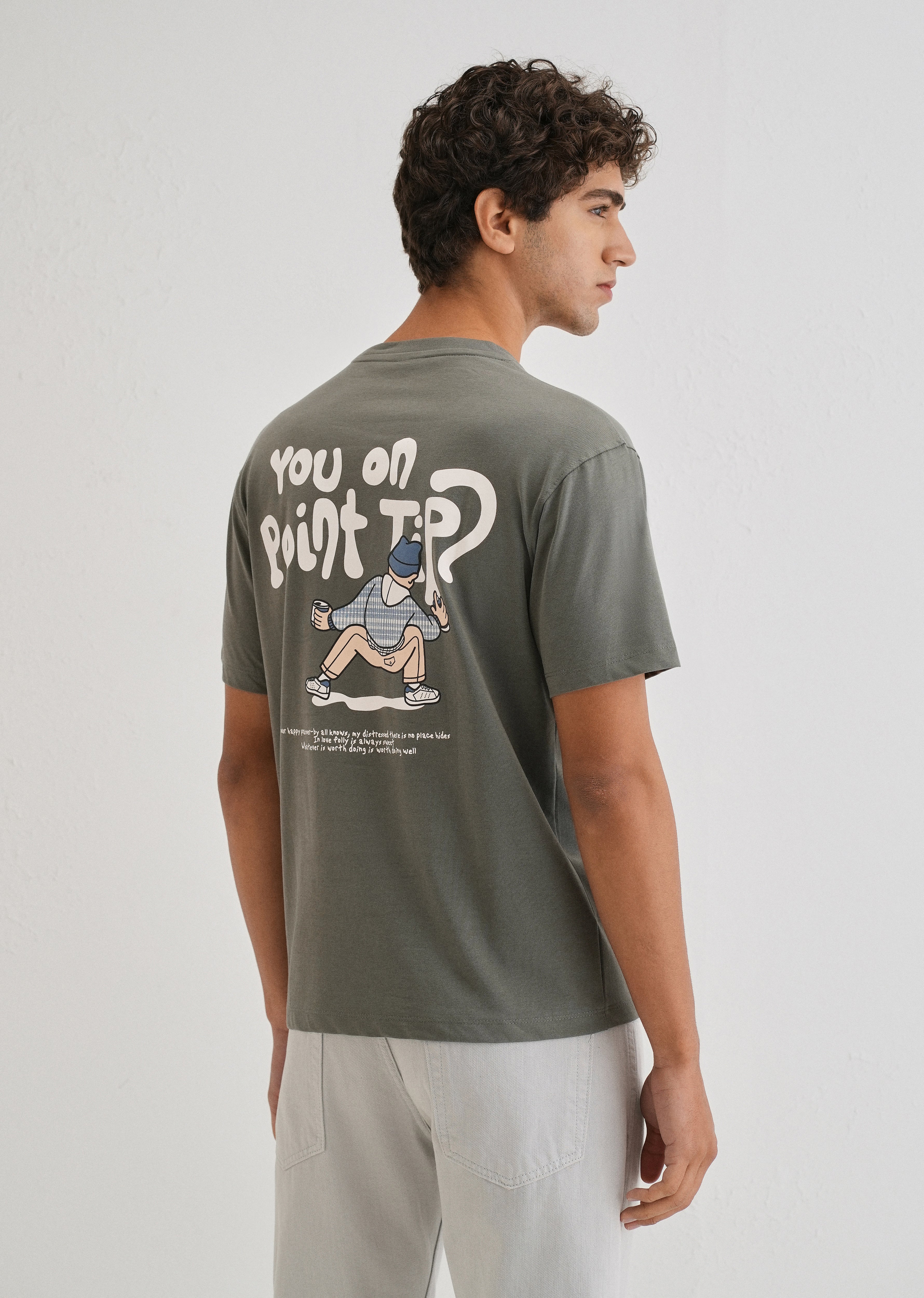 Moss Green Graphic Printed T-shirt