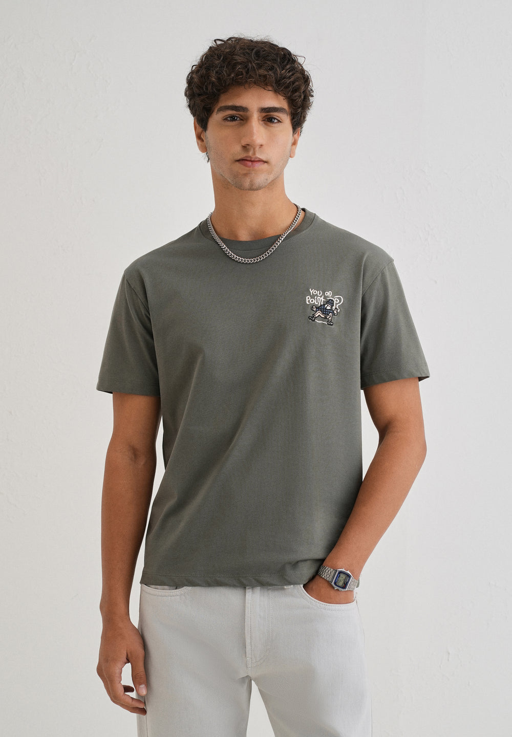 Moss Green Graphic Printed T-shirt