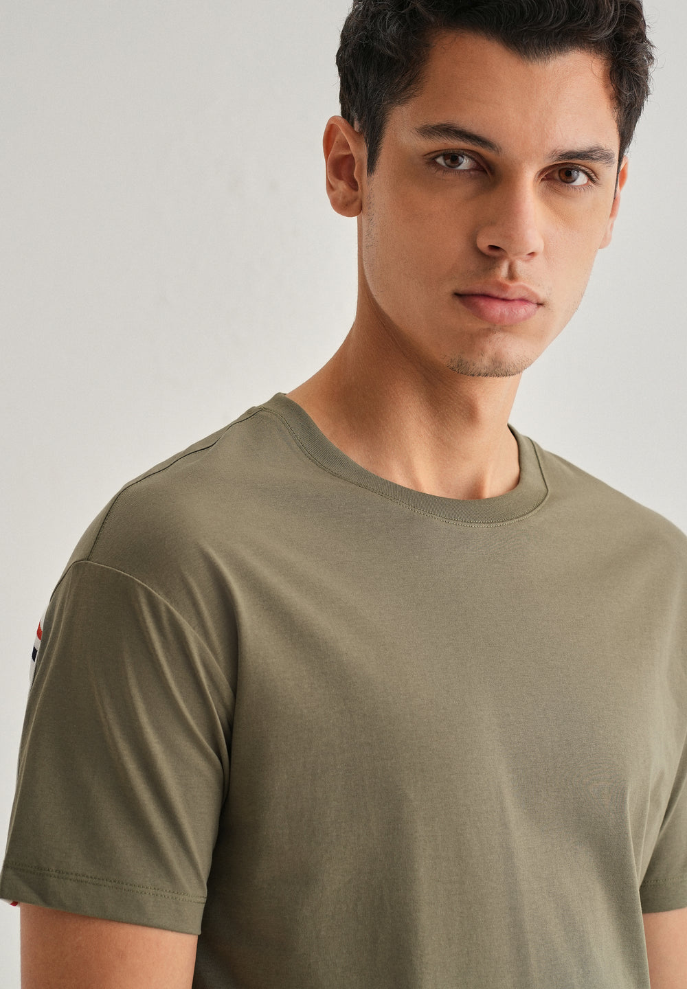 Moss Green Stripe Back Yoke T-shirt