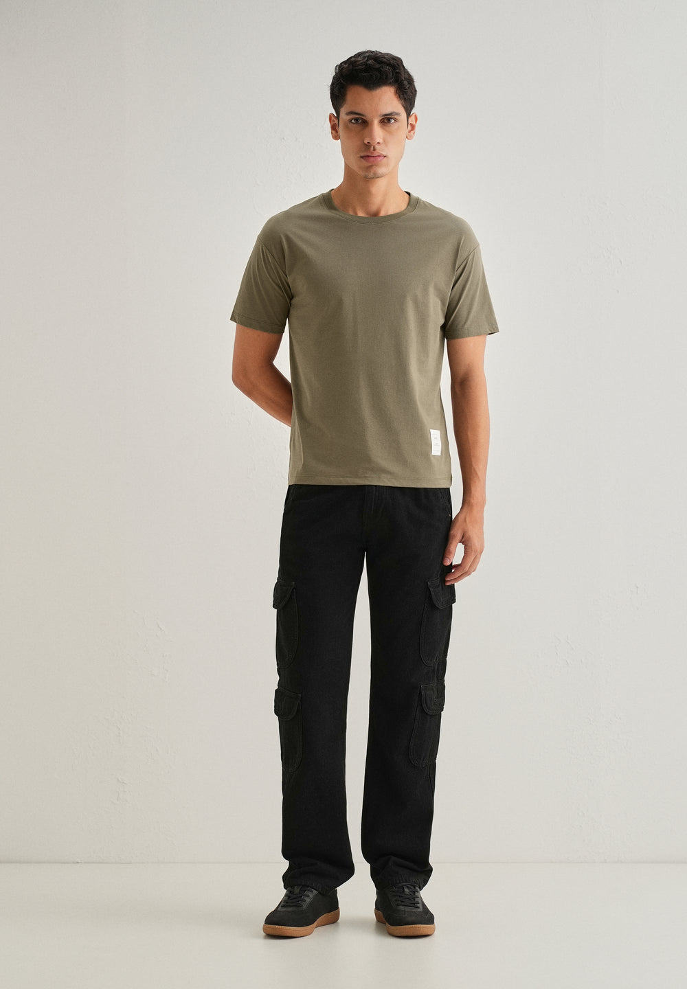 Moss Green Stripe Back Yoke T-shirt
