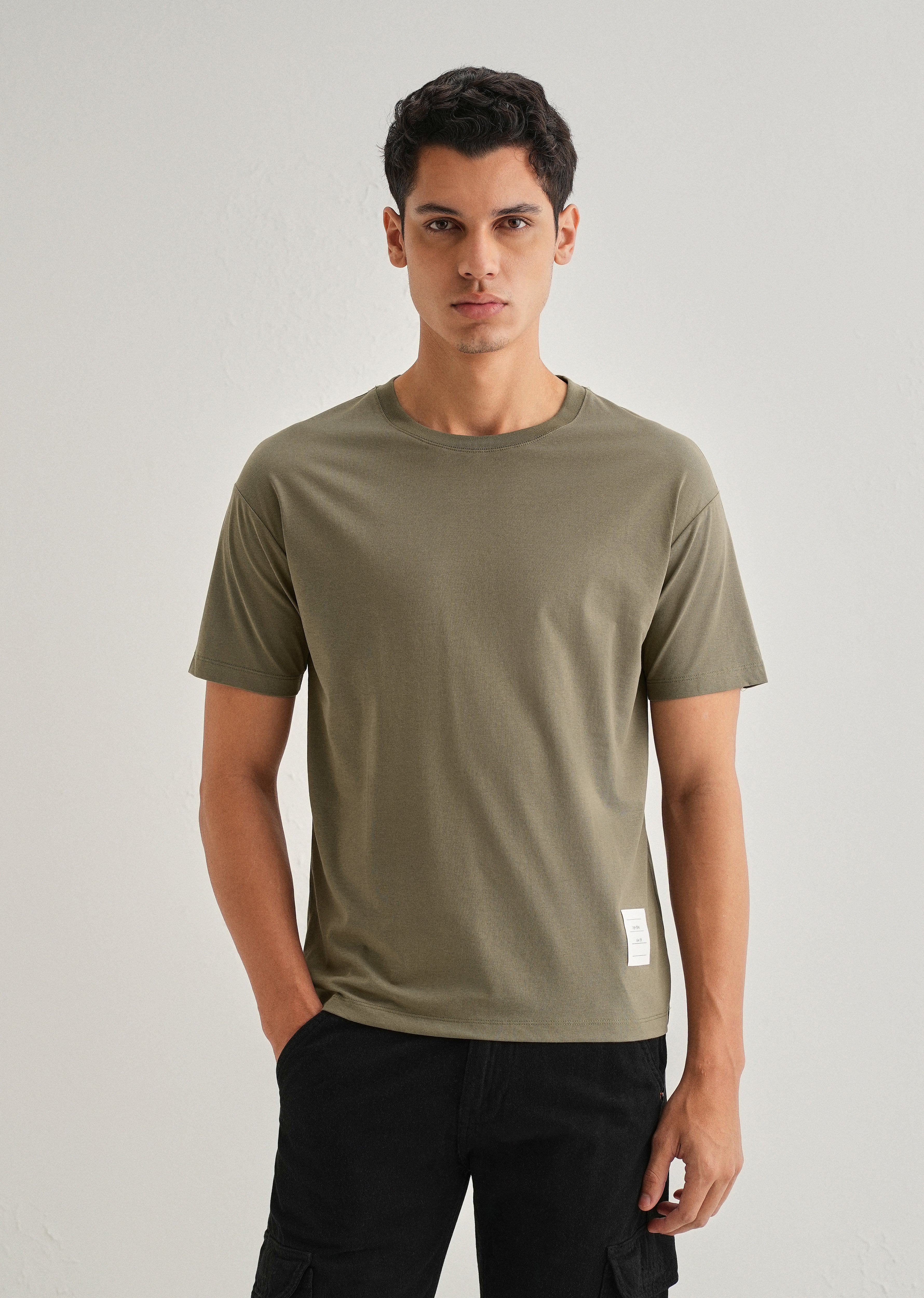 Moss Green Stripe Back Yoke T-shirt