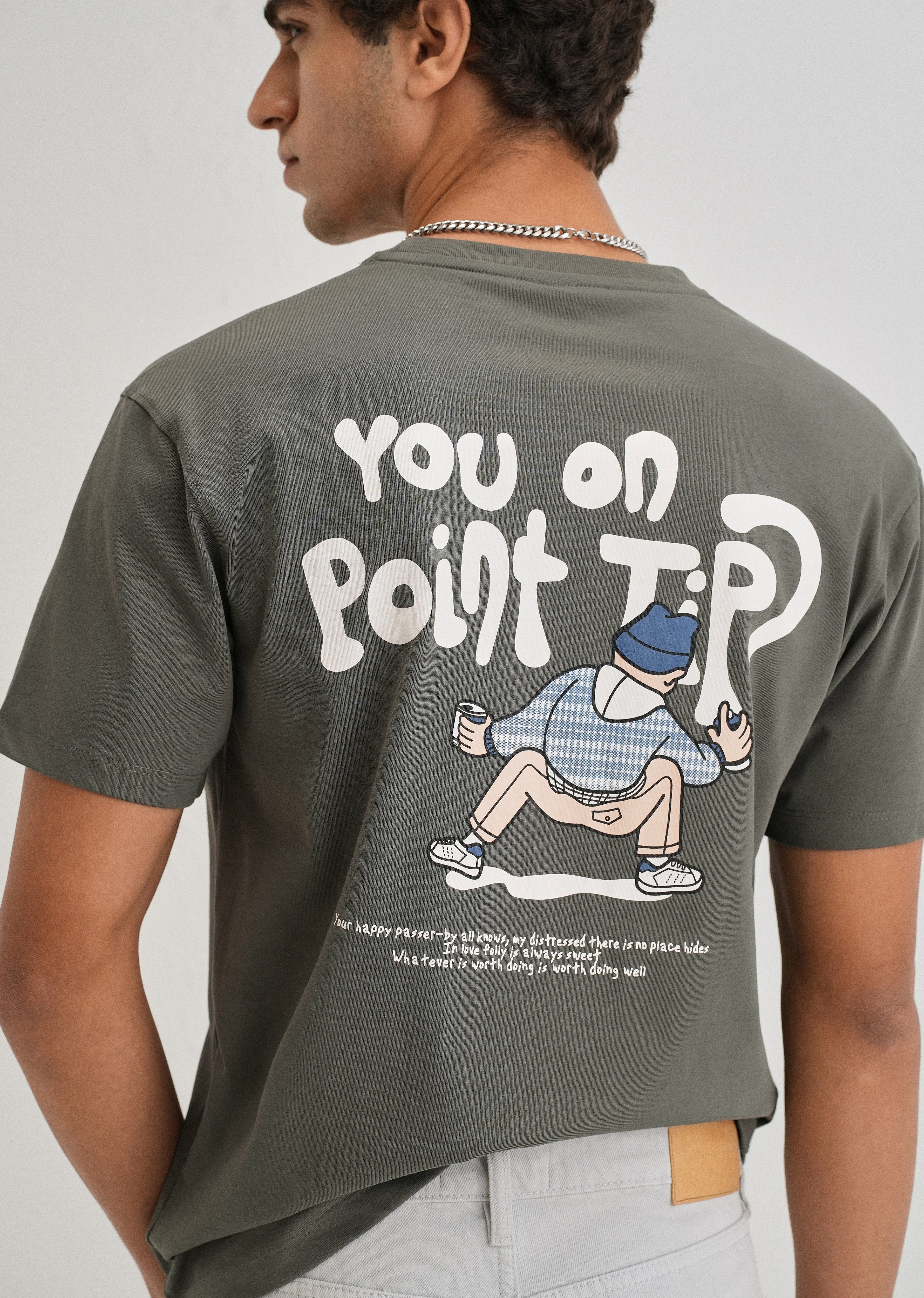 Moss Green Graphic Printed T-shirt