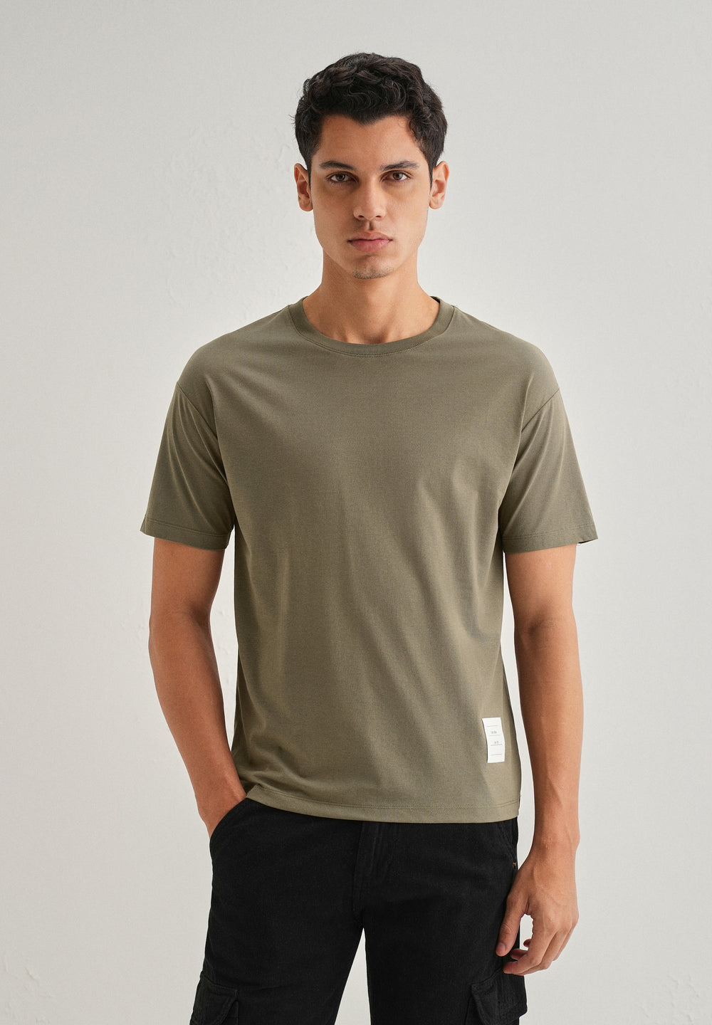 Moss Green Stripe Back Yoke T-shirt
