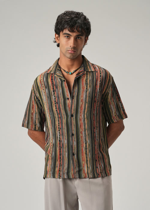 Multi-Stripe Feather Shirt