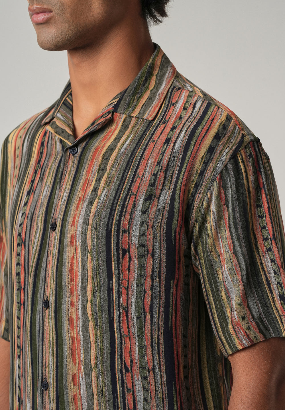 Multi-Stripe Oversized Feather Shirt