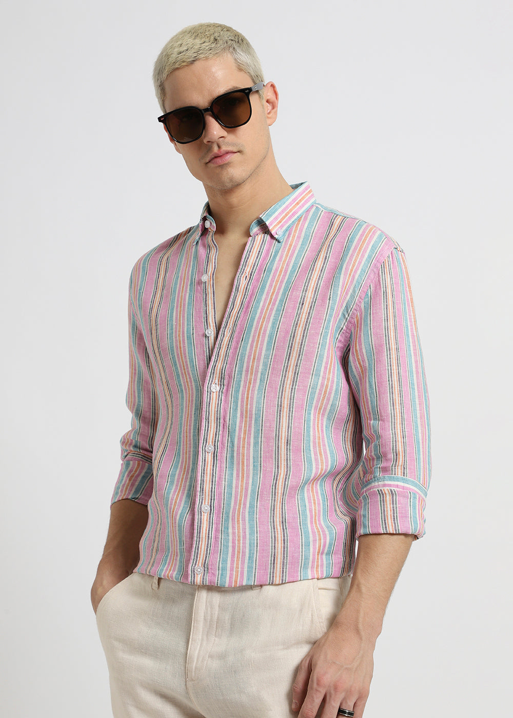 Multi Stripe Pure Irish Linen Shirt