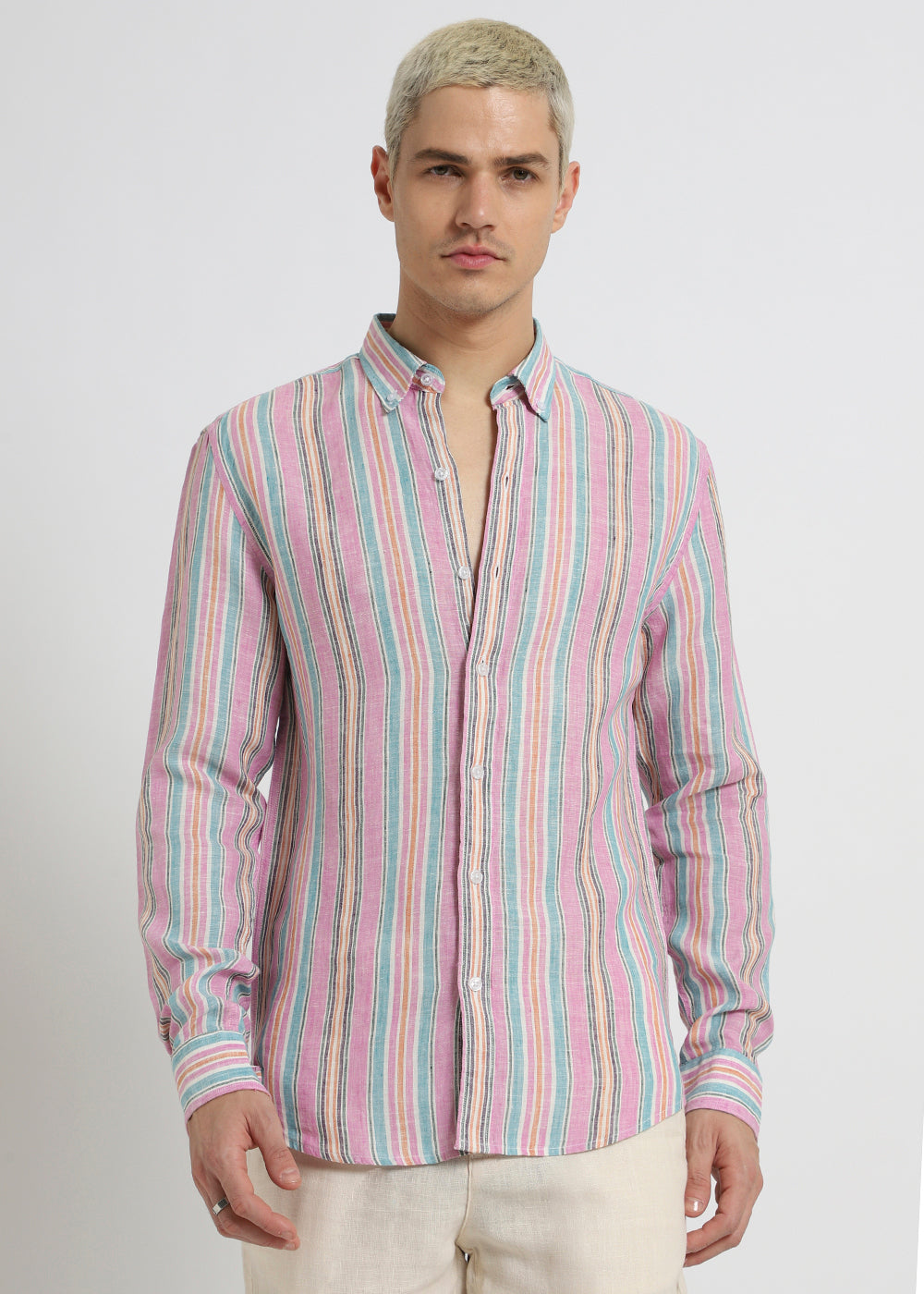 Multi Stripe Pure Irish Linen Shirt