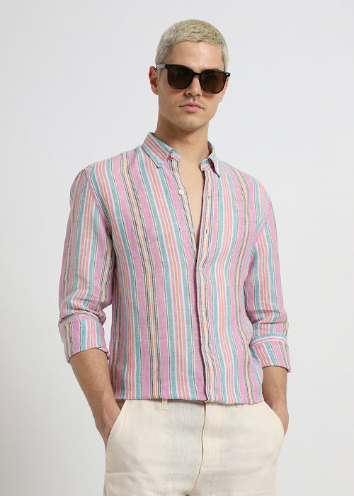 Multi Stripe Pure Irish Linen Shirt