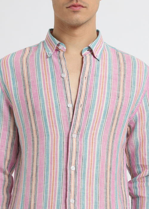 Multi Stripe Pure Irish Linen Shirt