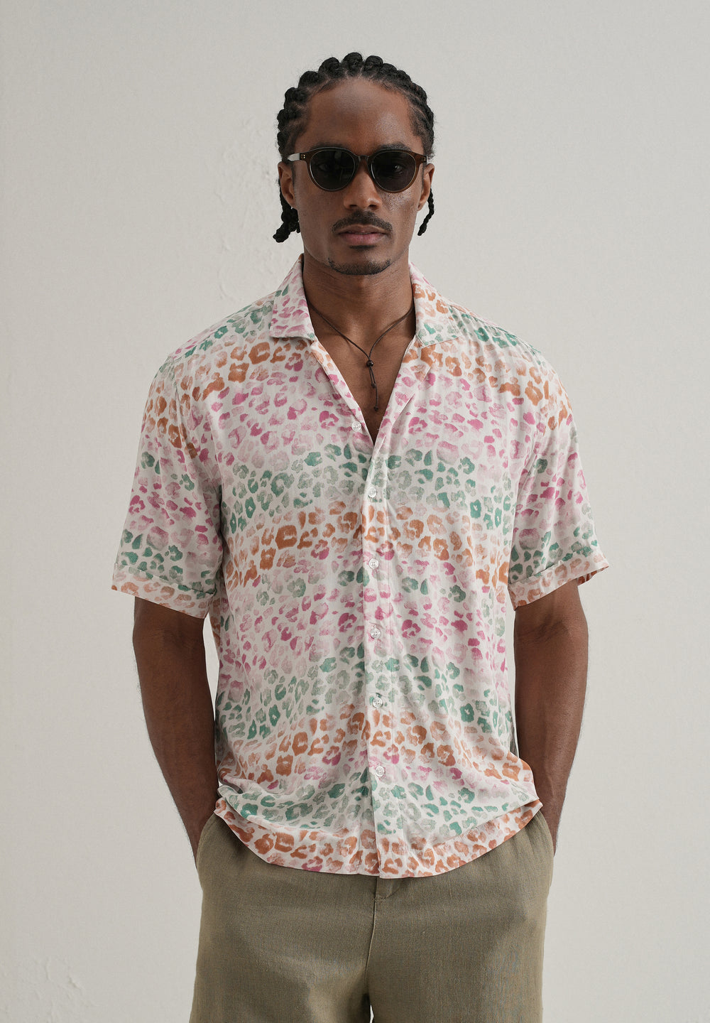 Multi coloured Panthera Print Half sleeve shirt