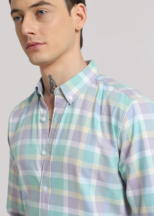 Multicolour Pink Oxford Cotton Check Shirt