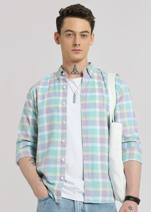 Multicolour Pink Oxford Cotton Check Shirt