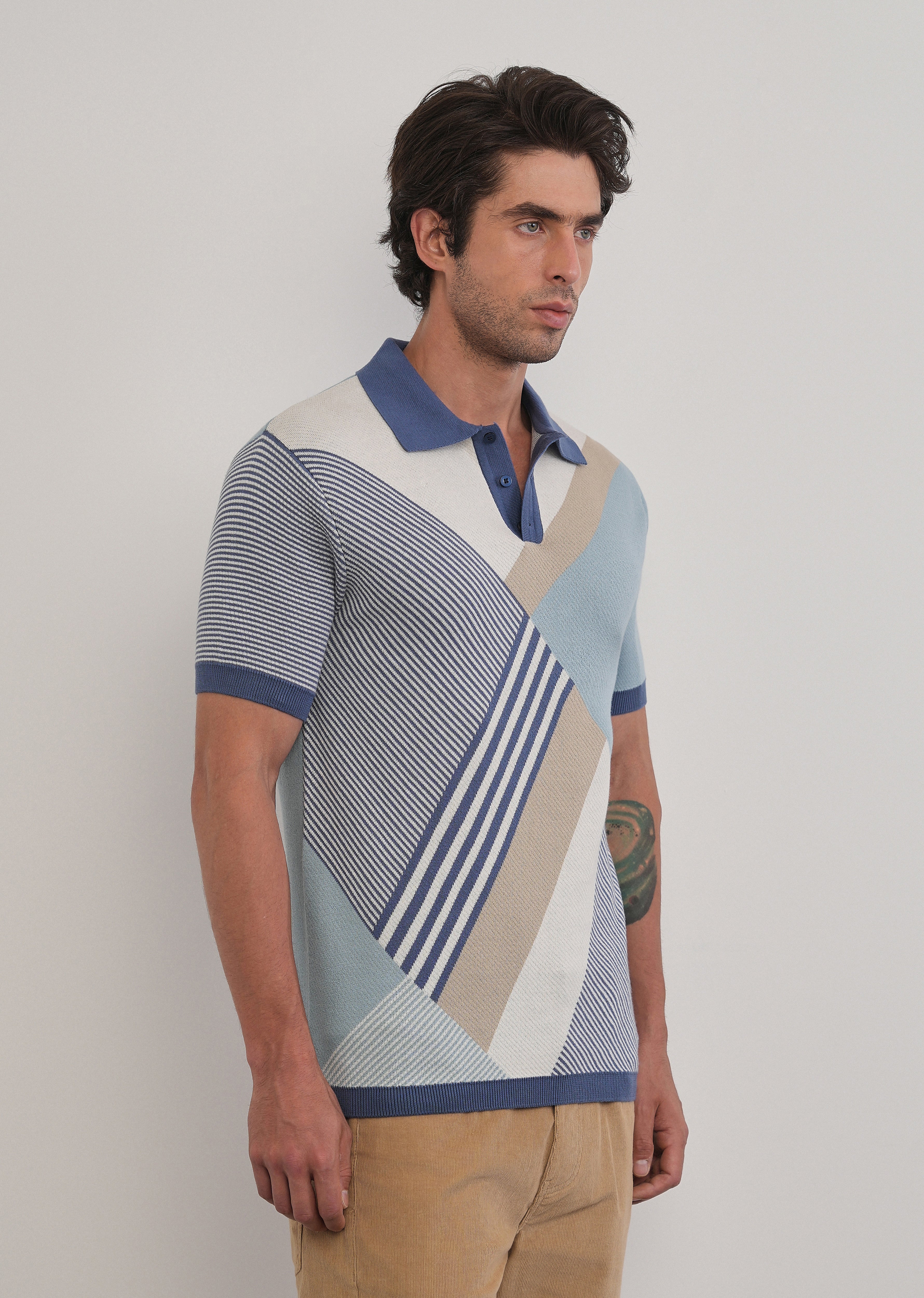 Cotton Multicolour Knitted Polo