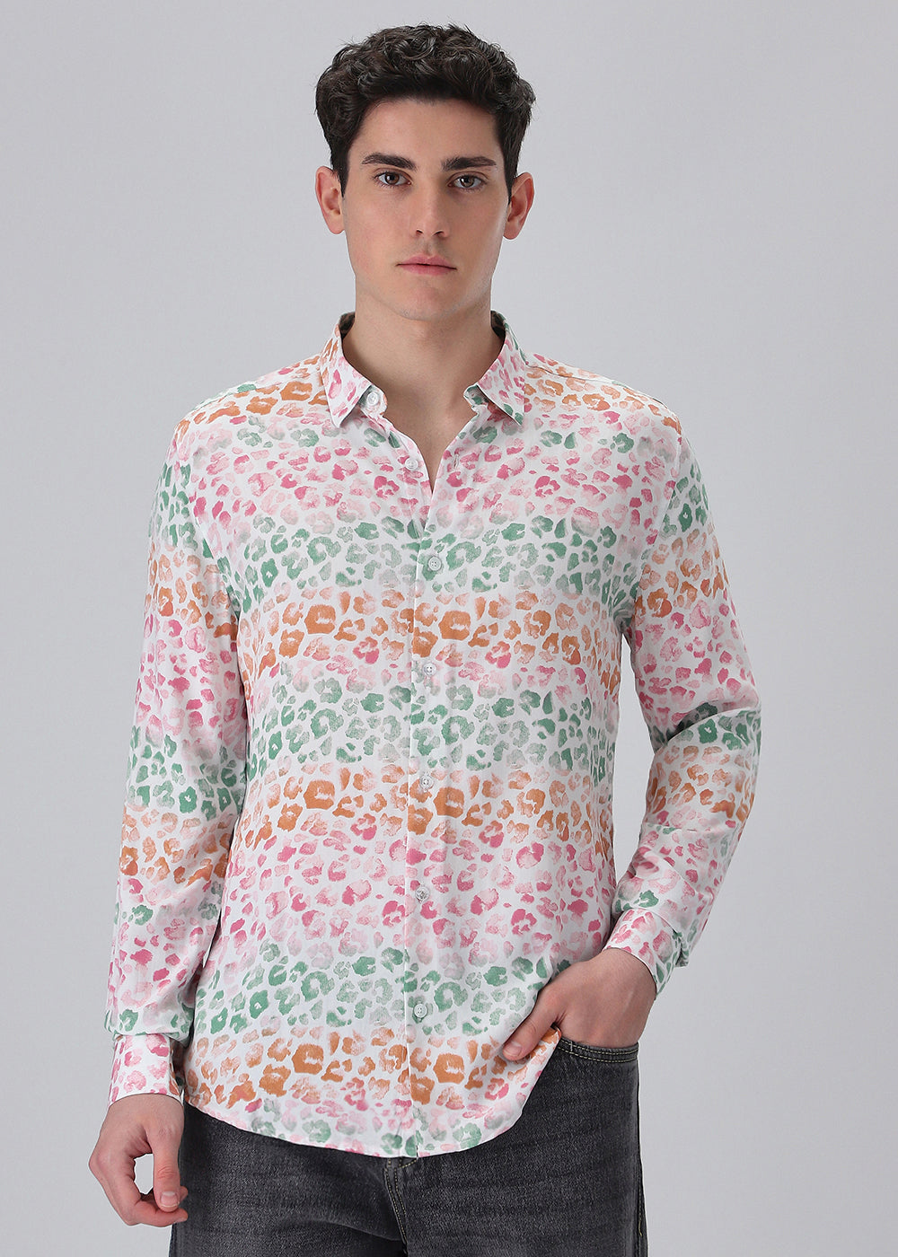 Multi coloured Panthera Print Full sleeve shirt