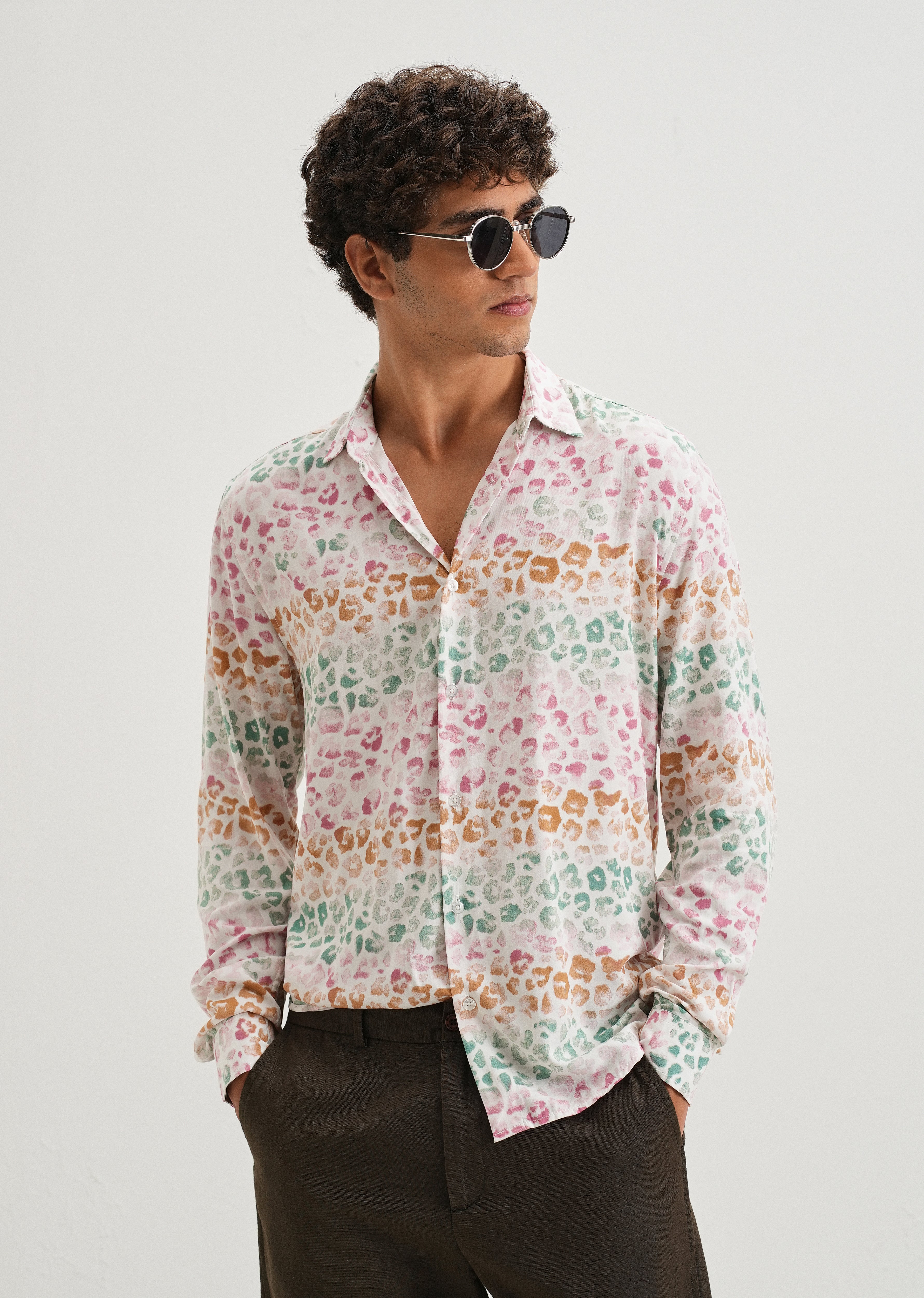Multi coloured Panthera Print Full sleeve shirt
