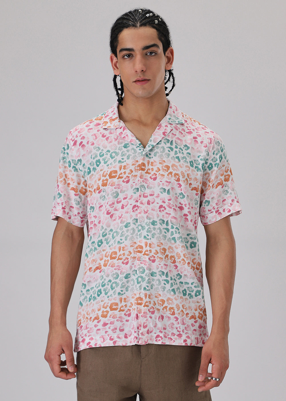 Multi coloured Panthera Print Half sleeve shirt