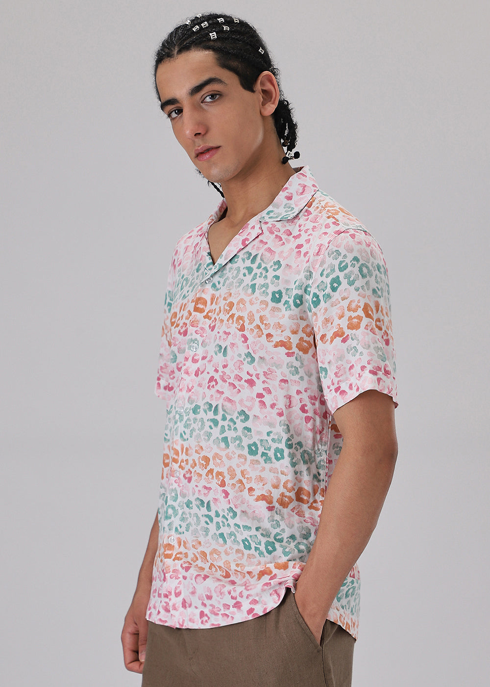 Multi coloured Panthera Print Half sleeve shirt