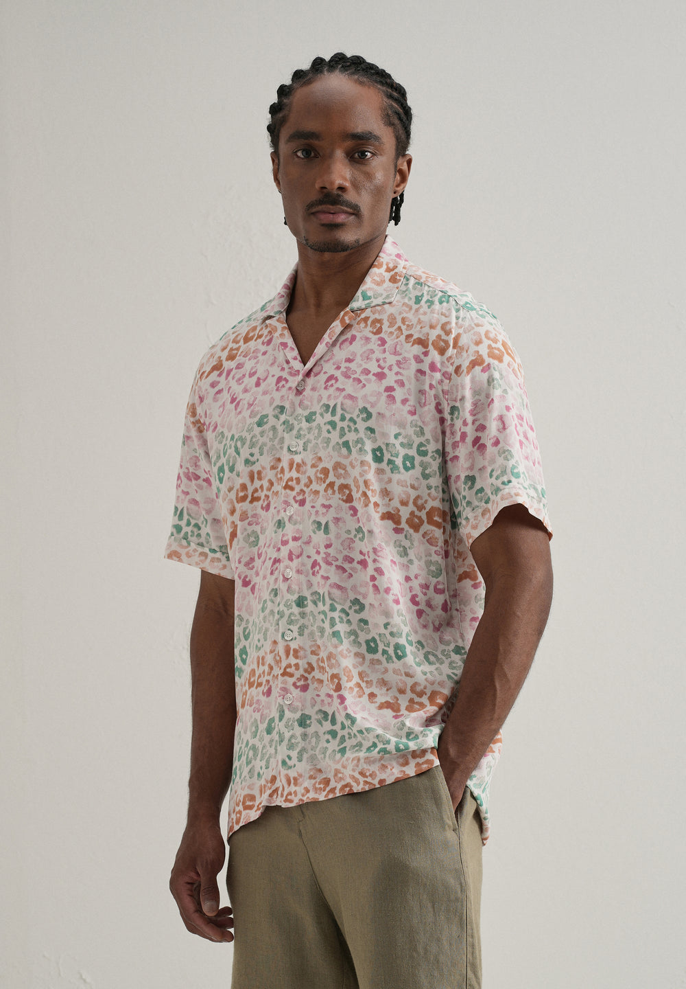 Multi coloured Panthera Print Half sleeve shirt