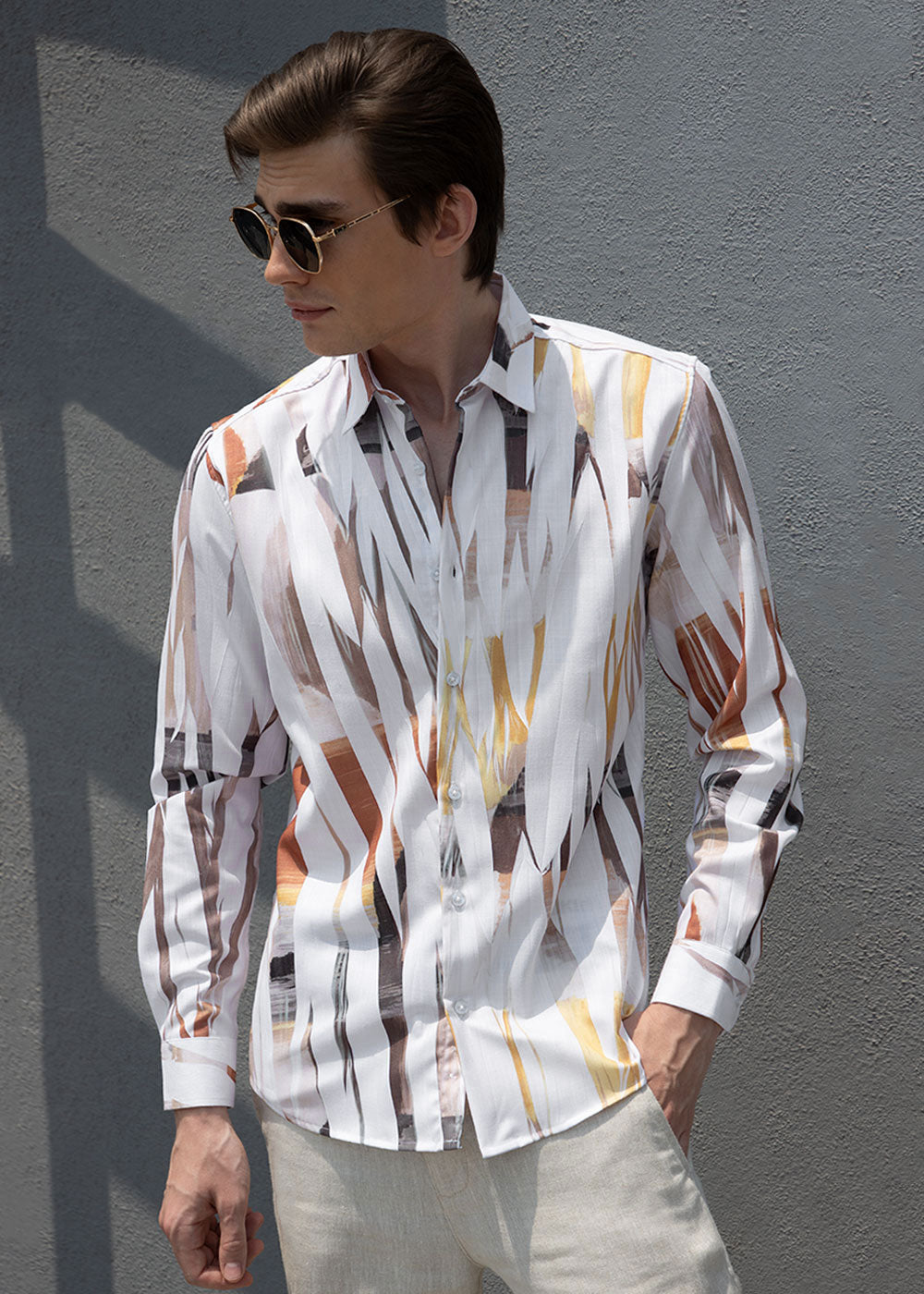 Abstract Yellow Multicoloured Shirt