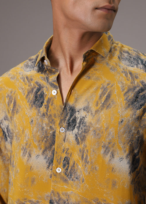 Mustard Abstract Feather Shirt