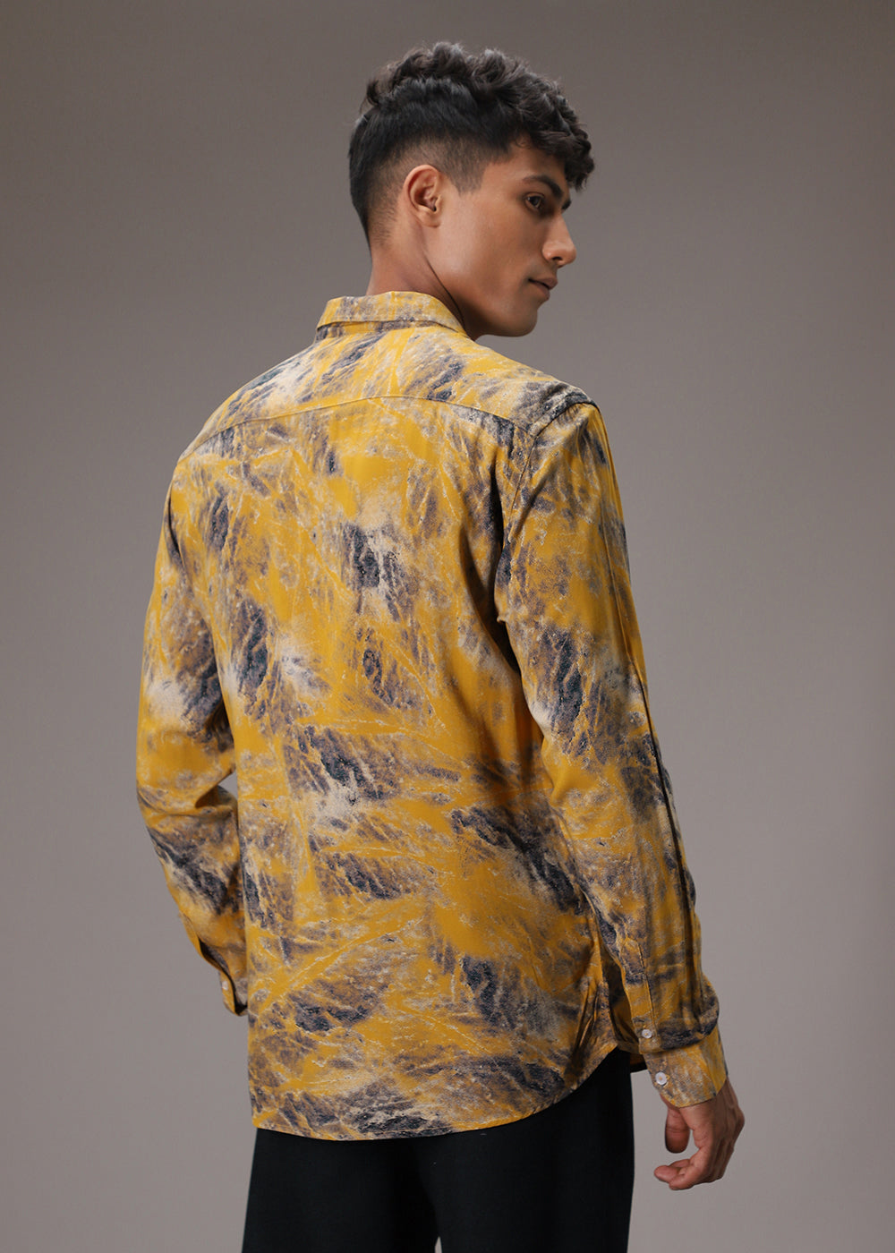 Mustard Abstract Feather Shirt
