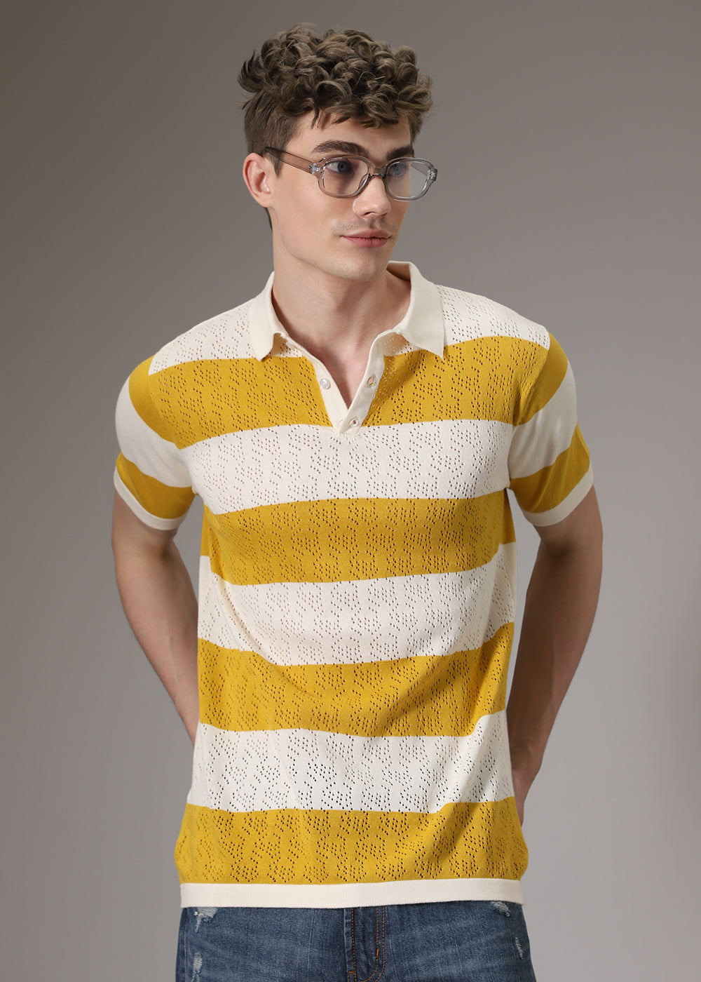 Mustard Knitted Polo T-shirt