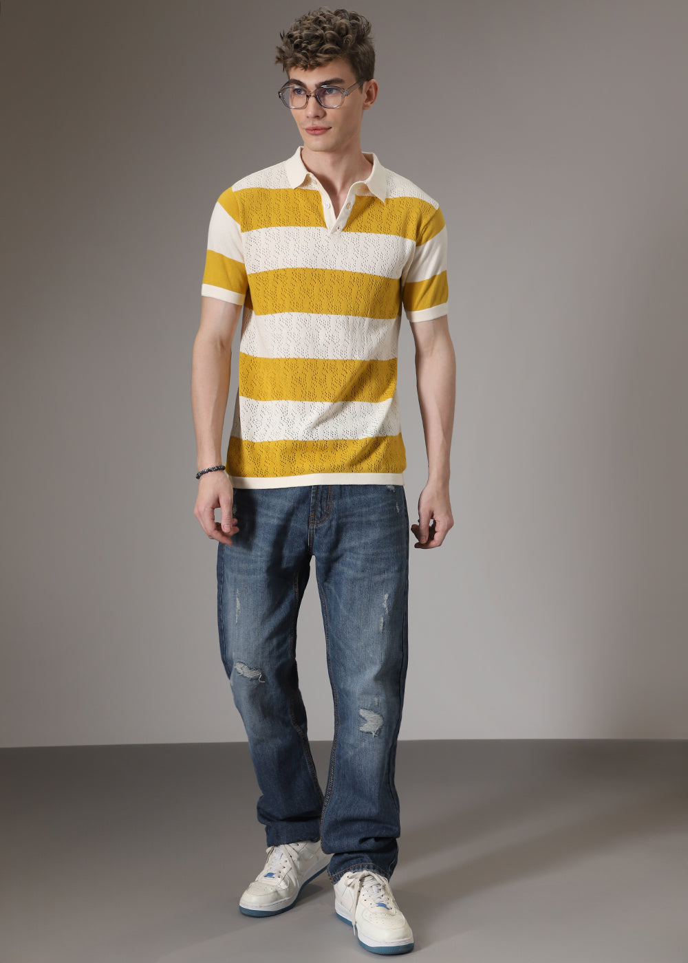 Mustard Knitted Polo T-shirt