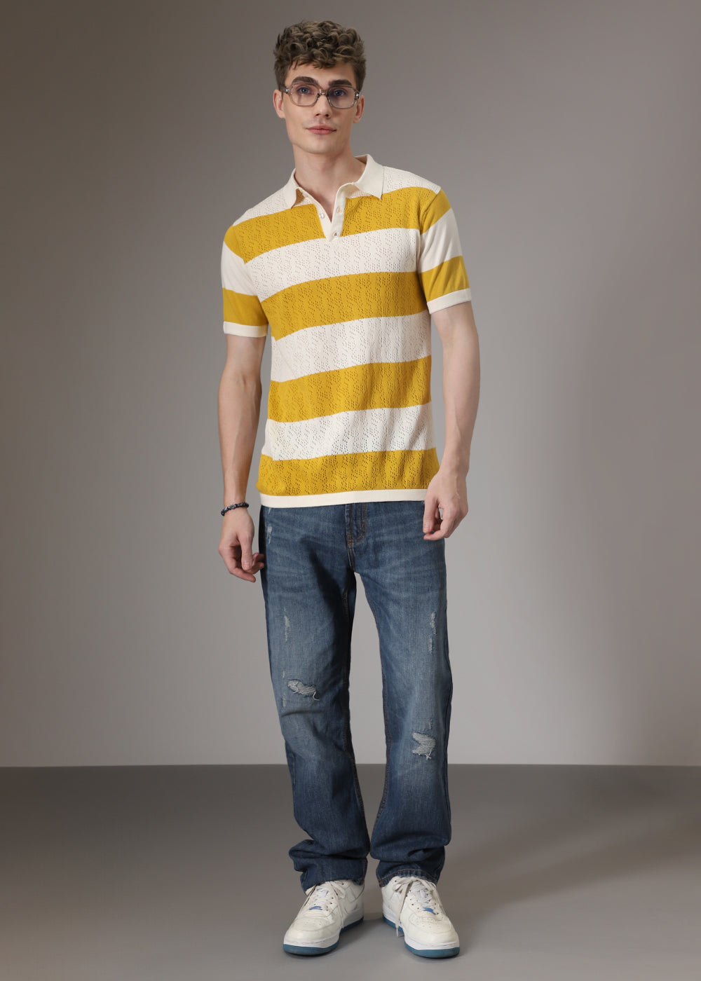 Mustard Knitted Polo T-shirt