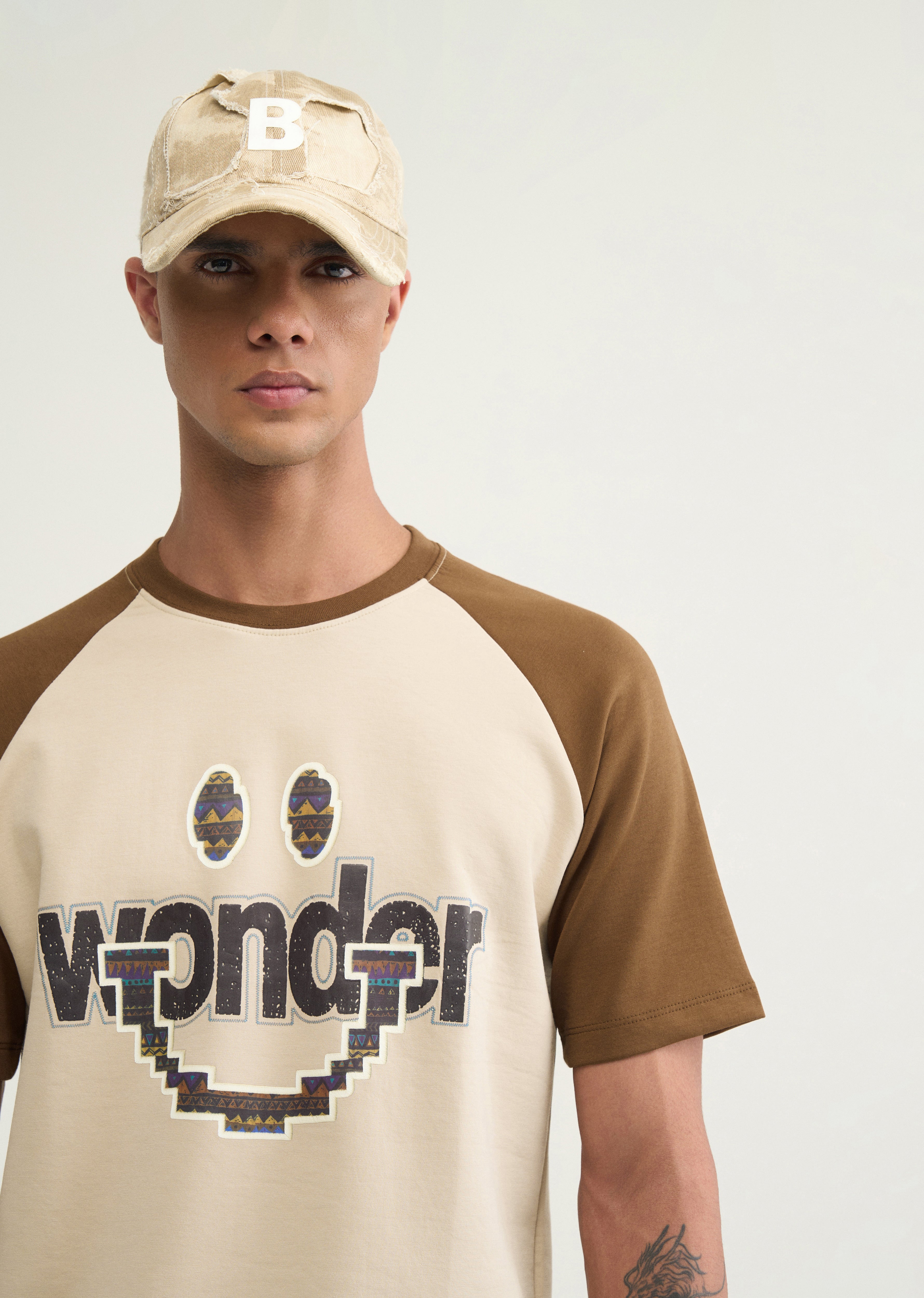 Muted Beige Graphic Printed T-shirt
